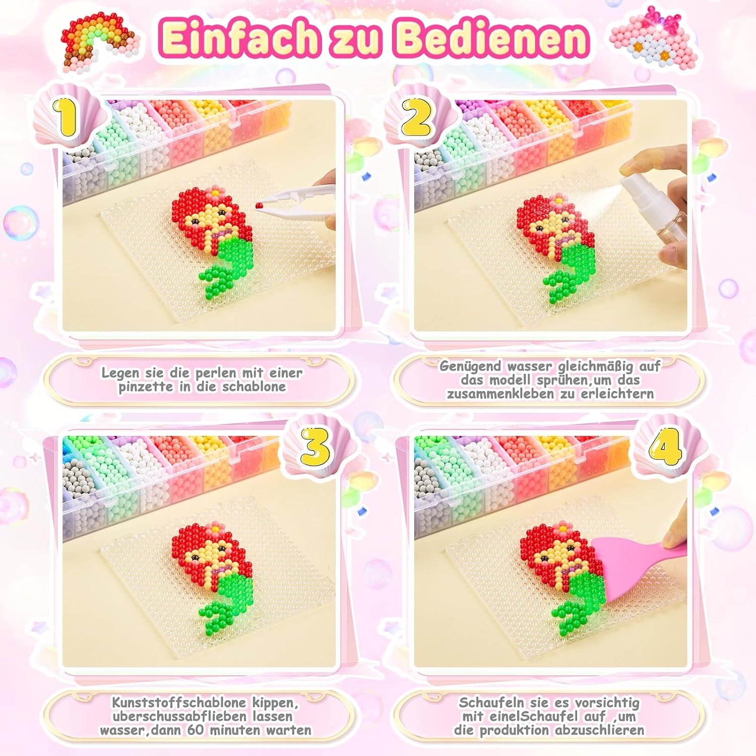 Detalle de CGBOOM Wasserperlen Nachfüllset (6.800 Perlen, 24 Farben) fürs moderne DIY Basteln für Kinder