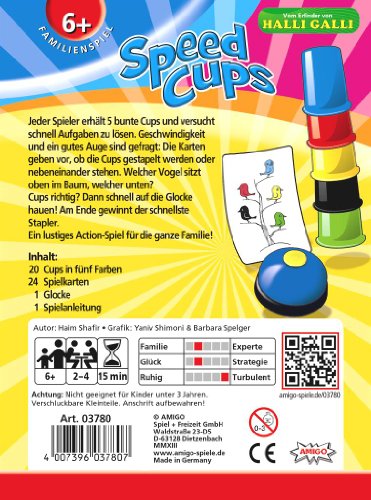 Detalle de AMIGO 03780 Speed Cups – Geschicklichkeitsspiel für 2–4 Spieler