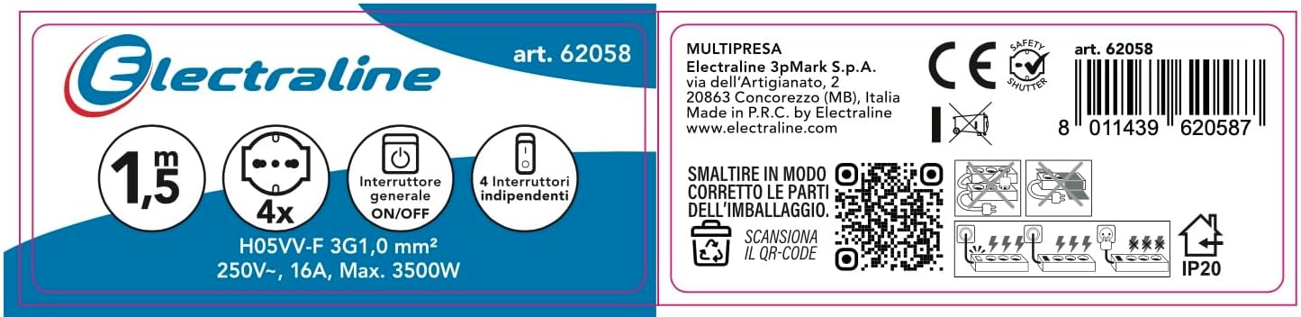 Thumbnail 3 de Electraline 62058 multipresa 4 posti