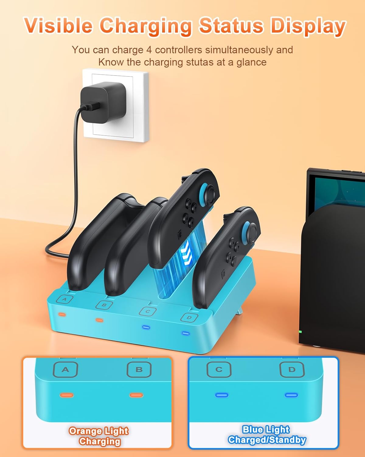 Thumbnail 2 de Switch JoyCon charger dock 4 ports, Blue