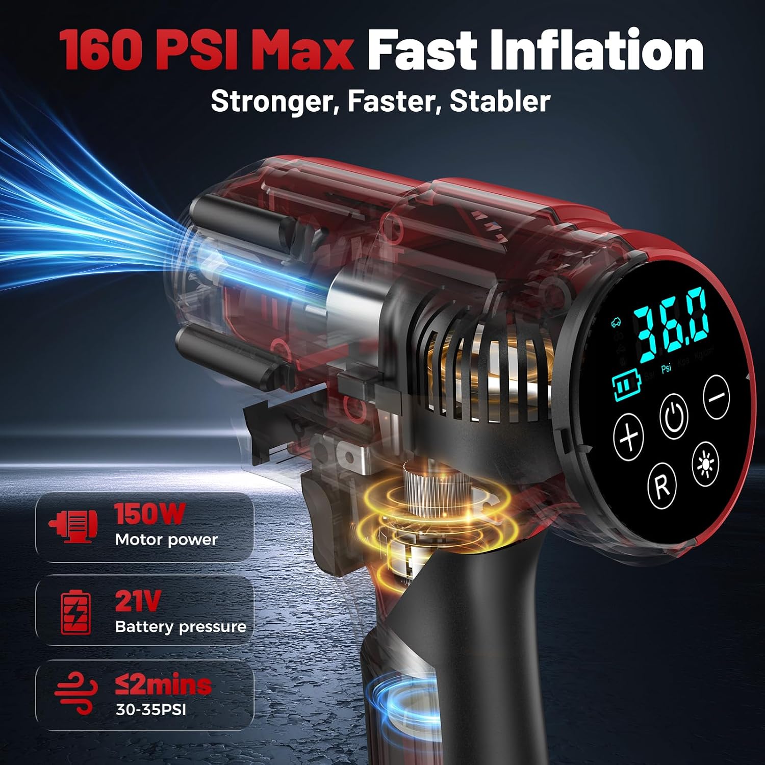 Detalle de YEPXZ Tire Inflator with 21V Battery