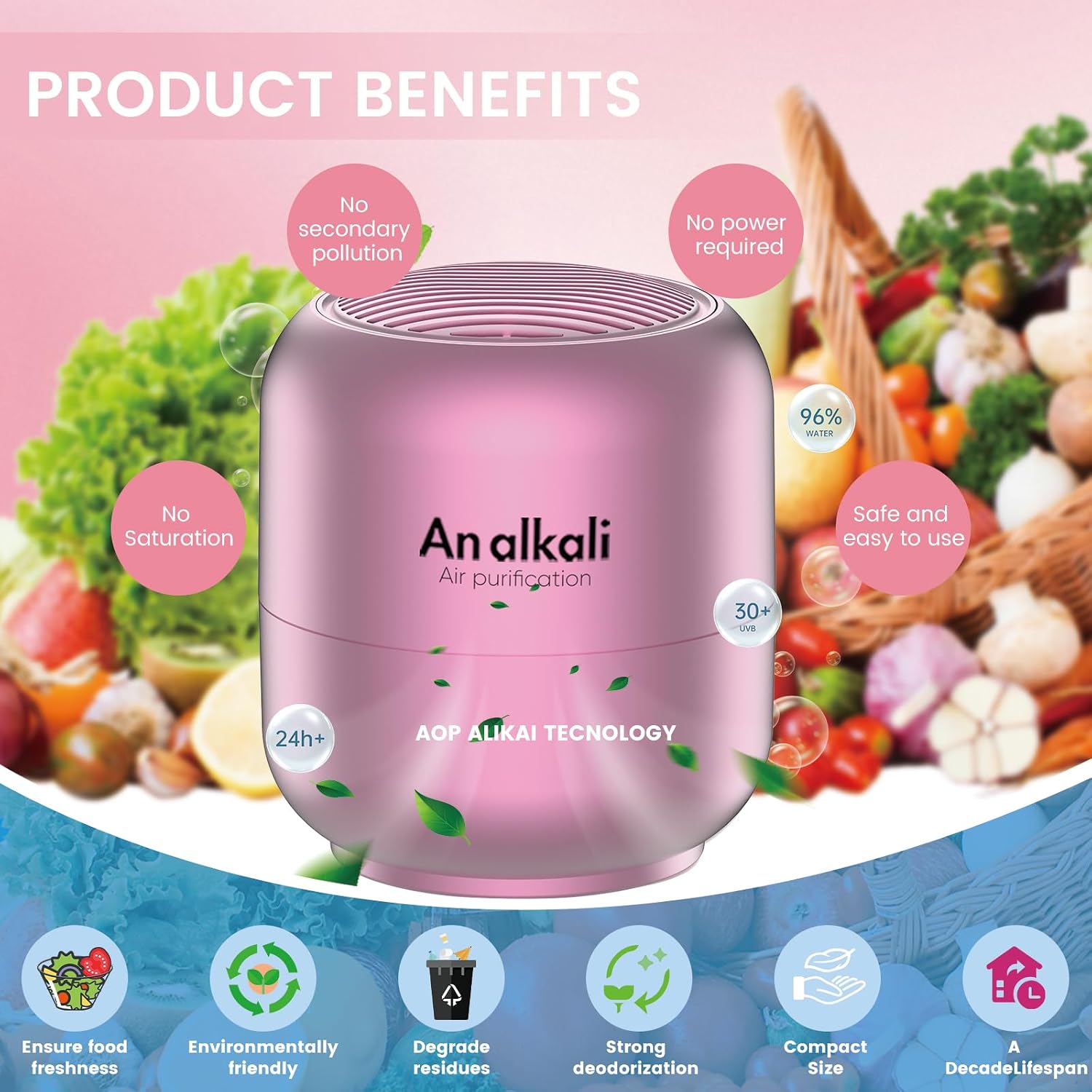 Detalle 2 de An alkali Refrigerator Deodorizer, Pink, Compact and Long-Lasting