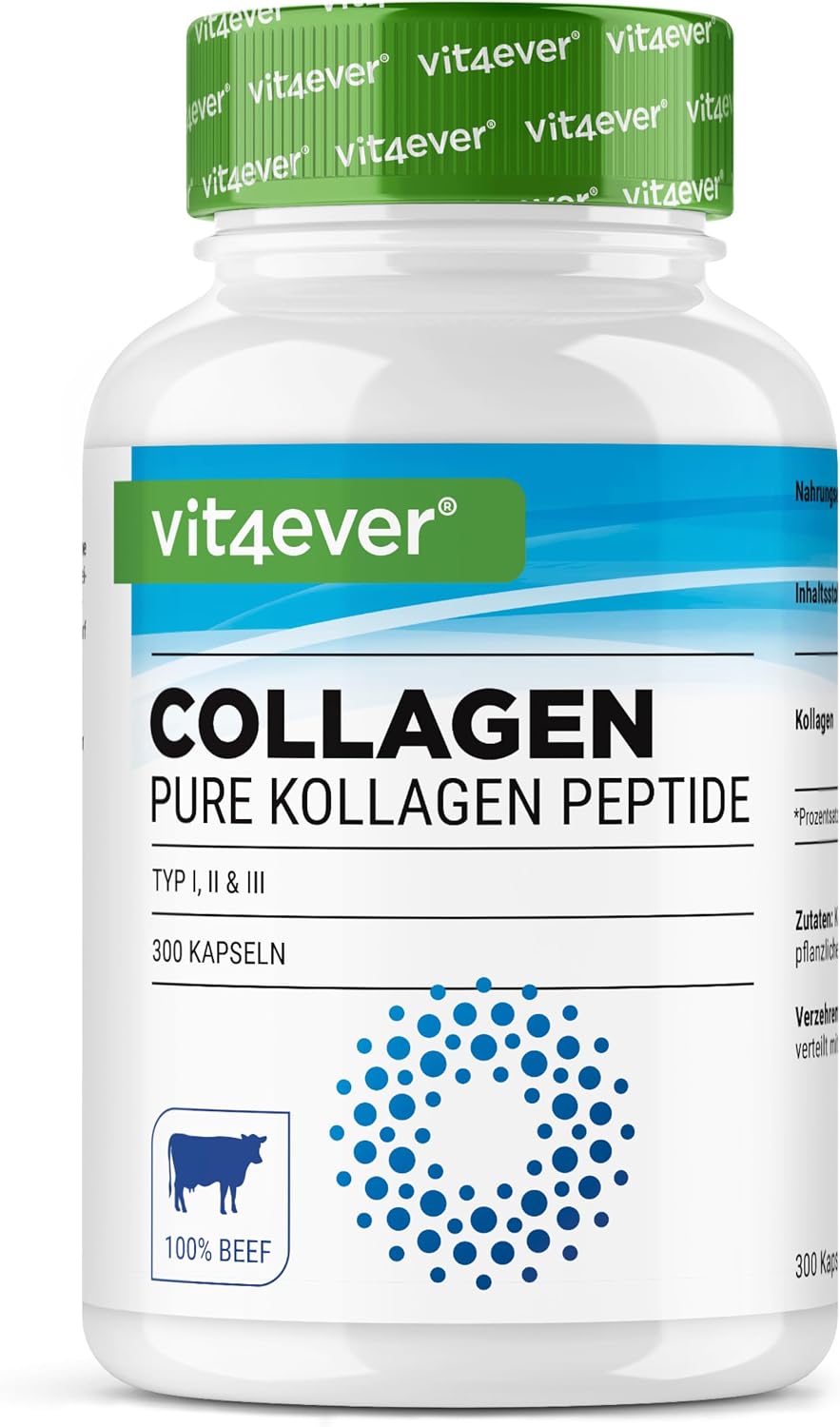 Detalle de Colágeno 300 Cápsulas 💊 4500mg Péptidos Bioactivos Vitaminas