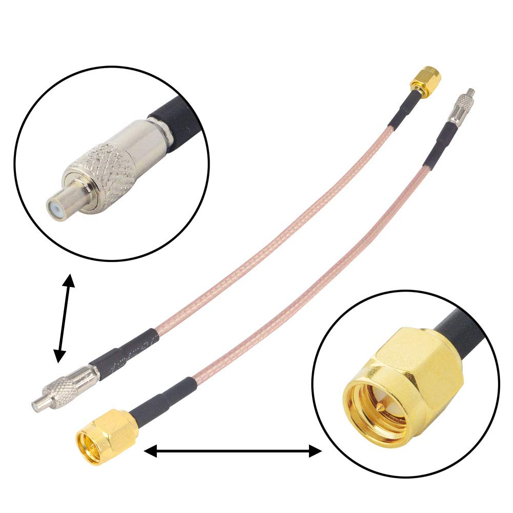 Detalle de Boobrie SMA Male to TS9 Female Adapter Cable (RG316, 15cm) – Low-loss antenna extension, 2-pack