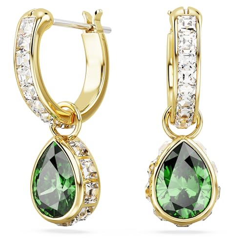 Detalle de Swarovski Orecchini pendenti Stilla: verde a pera, effetto oro placcato