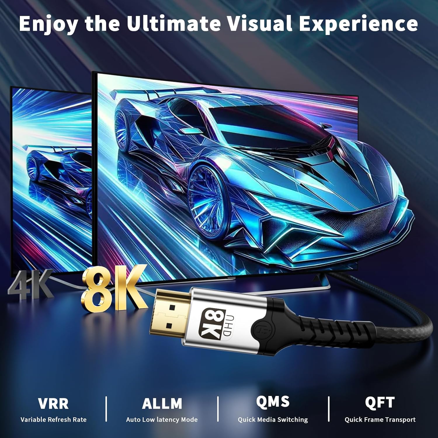 Thumbnail 2 de Vecbmn HDMI-Kabel 2 m HDMI 2.1 (8K@60Hz, 4K@120Hz, 48 Gbps) mit Dolby Atmos