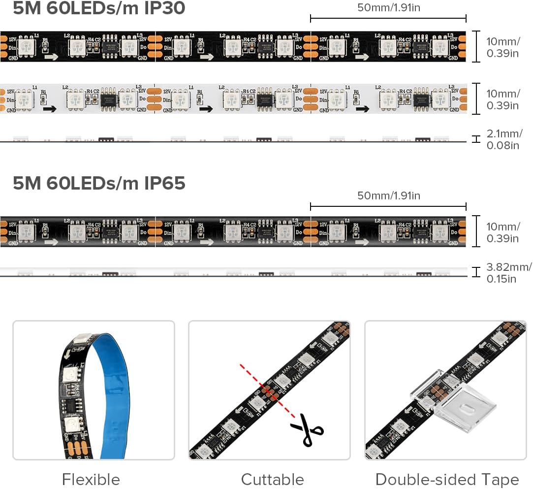 Thumbnail 4 de WS2811 RGB LED Streifen 5 m mit 60 LEDs/m