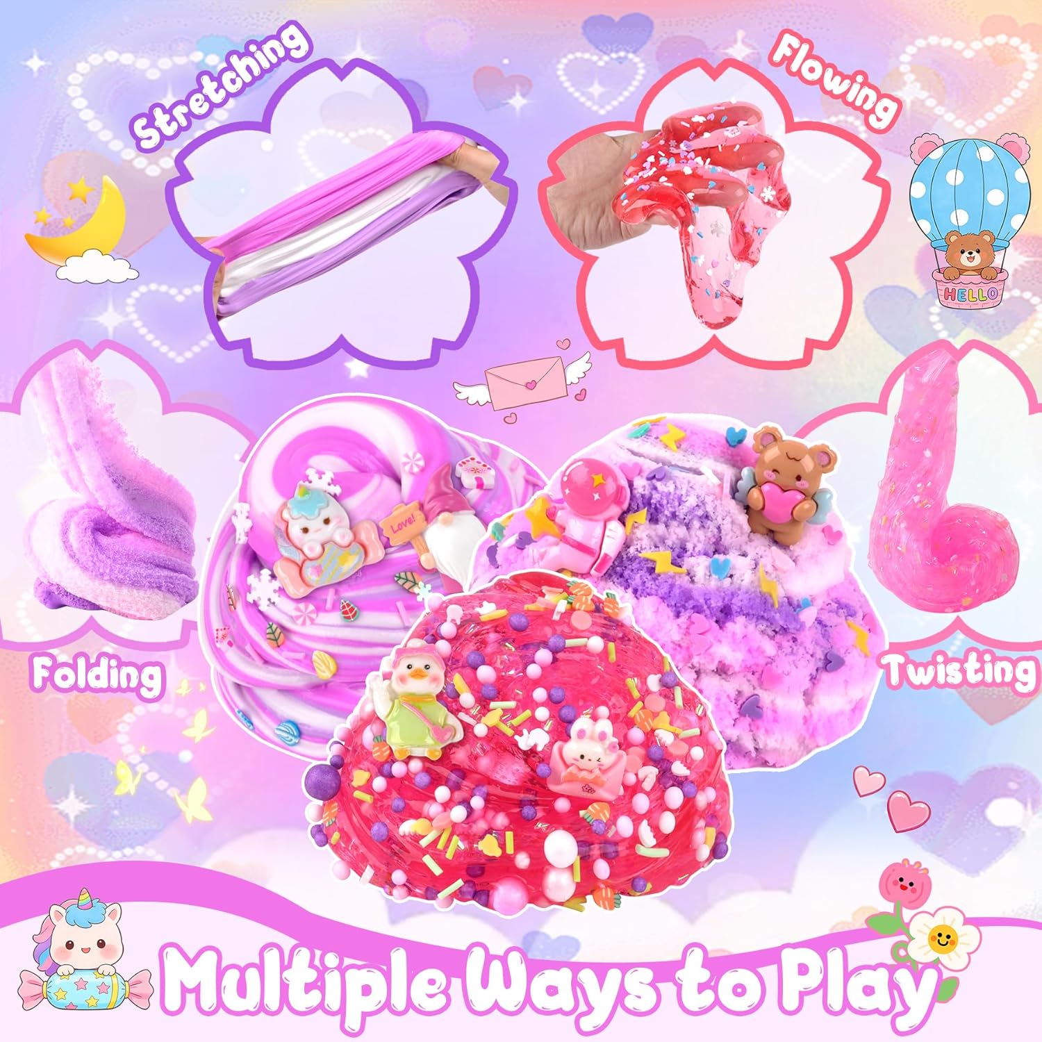 Detalle de LAWOHO 6 Pack Pink Slimes: A Colourful, Mess-Minimised DIY Slime Kit for Kids