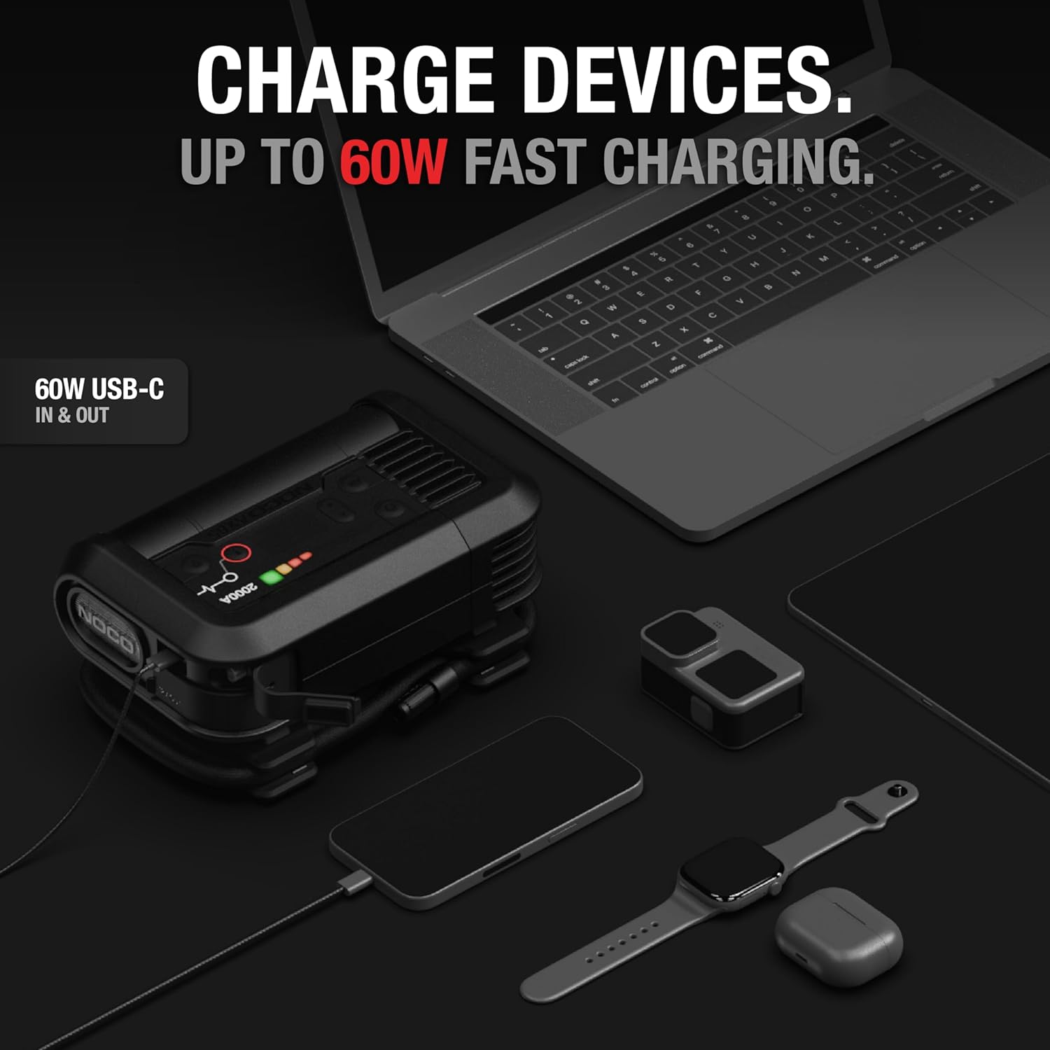 Detalle de NOCO Boost+Air AX65: avviatore 2000A con compressore per gonfiaggio e power bank
