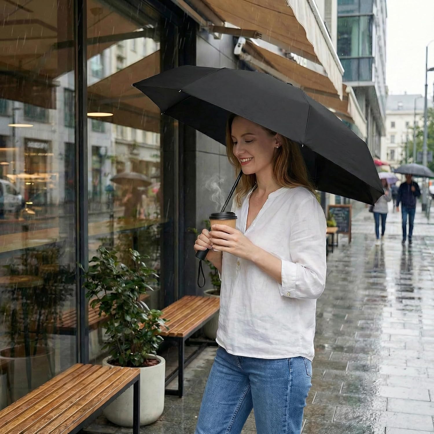 Thumbnail 6 de BAODINI Small UV Protection Travel Umbrella (UPF 50+), compact windproof rain & sun umbrella, 42 inch canopy