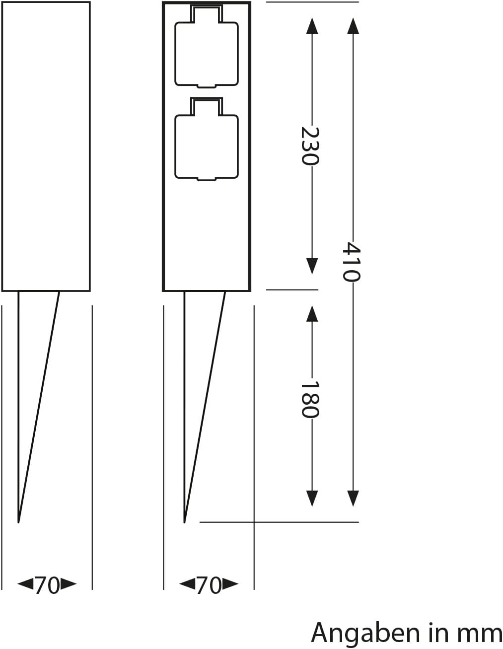 Thumbnail 5 de ledscom.de Garten-Steckdosen-Säule POMI – 2-Fach, Erdspieß, IP44, anthrazit, eckig, 23 cm