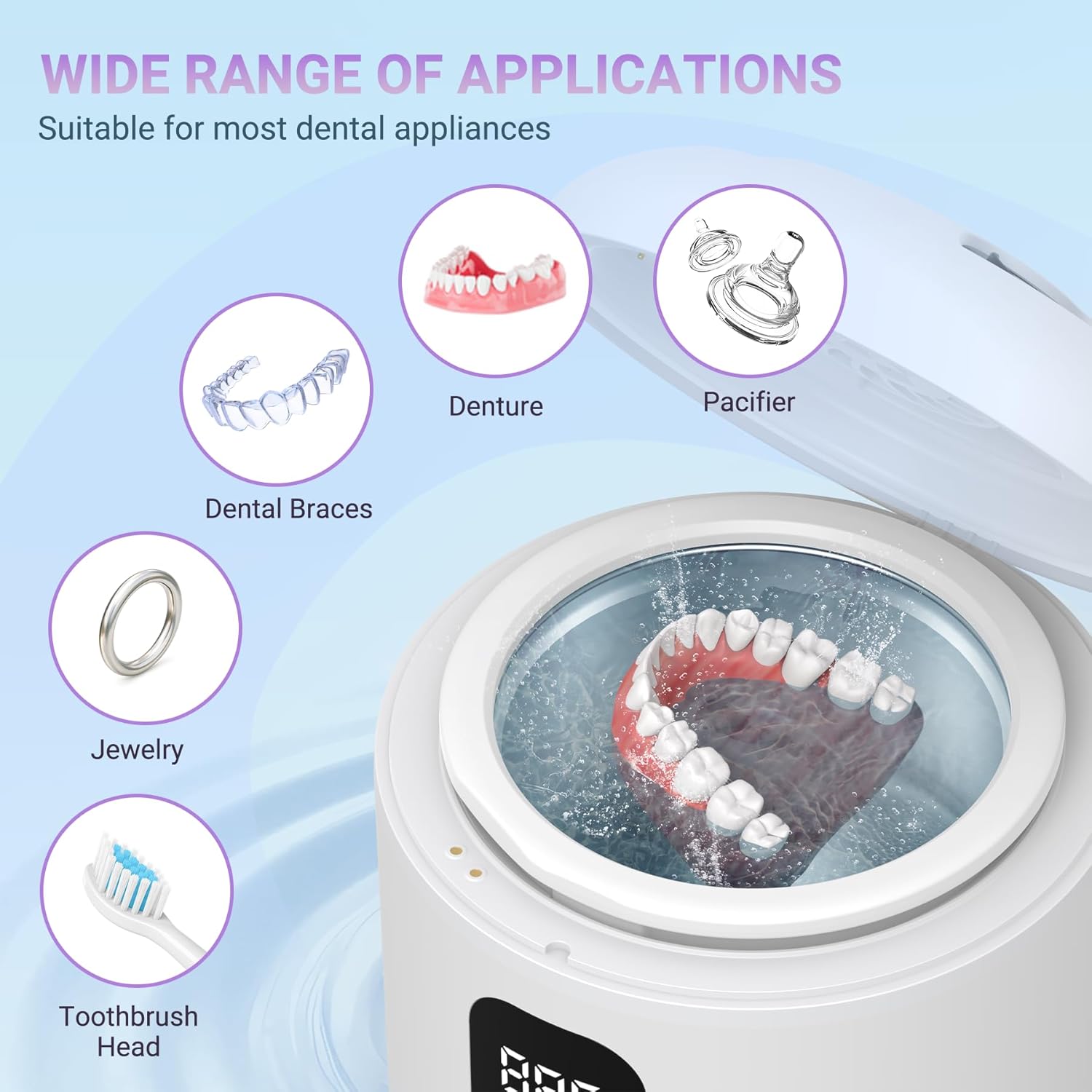 Thumbnail 4 de Ultrasonic Retainer Cleaner 25W Portable Ultrasonic Cleaning System