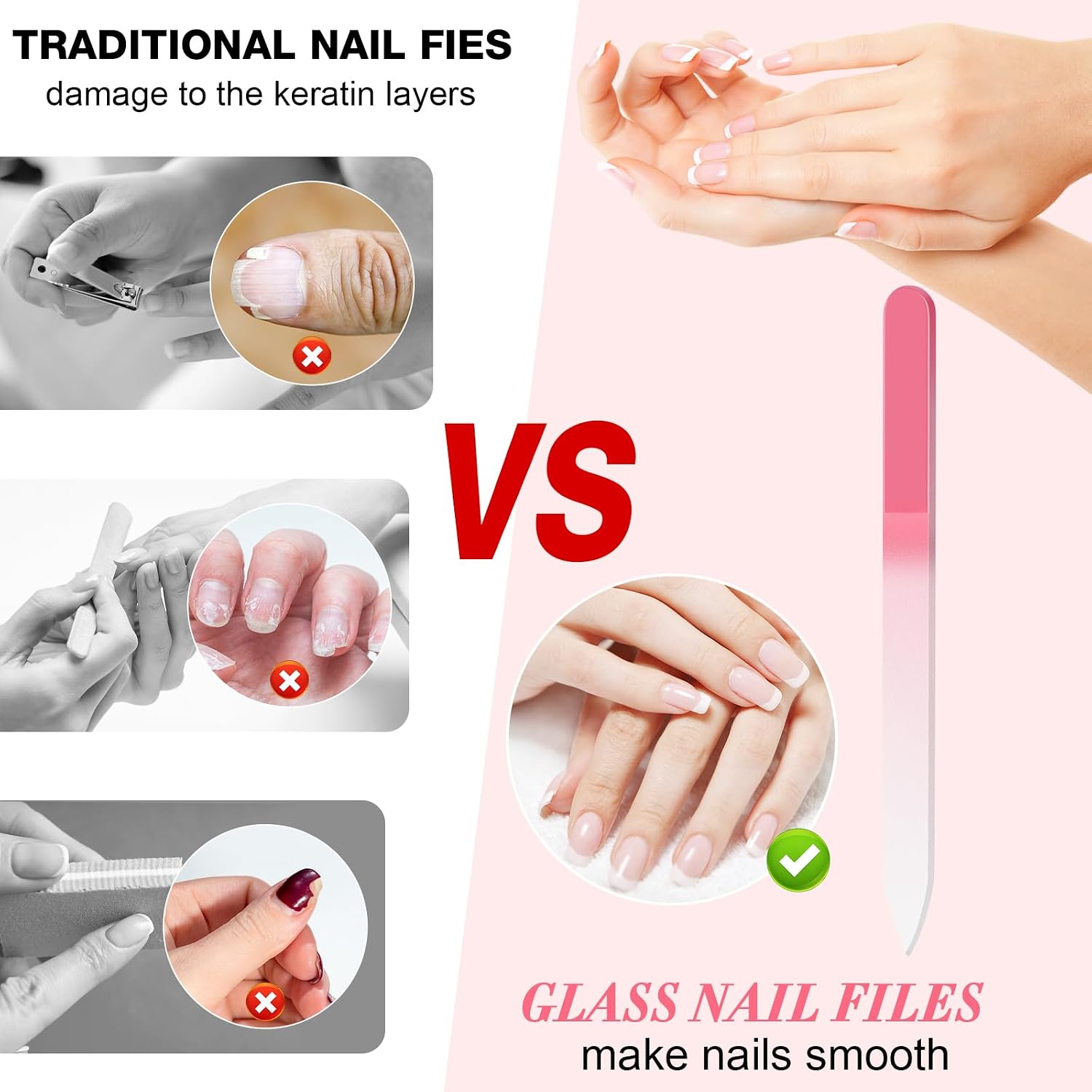 Detalle 2 de NICEMOVIC BLZJC-6p 6-Pack Glass Nail Files, Double-Sided, Gradient Colors