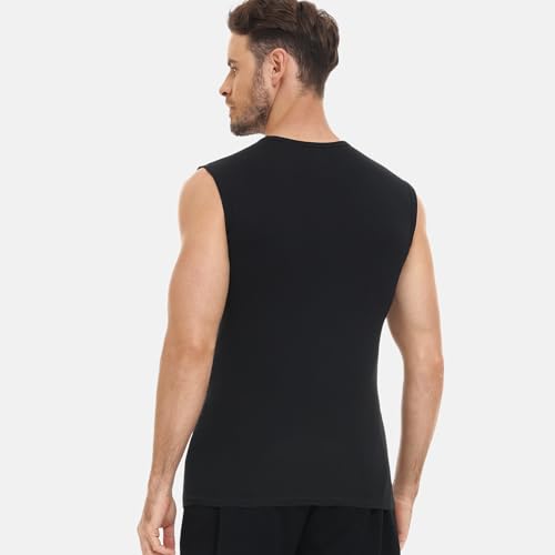Detalle de FALARY Canottiera Uomo Cotone Sportiva Palestra – Pacco da 3 Nero XL