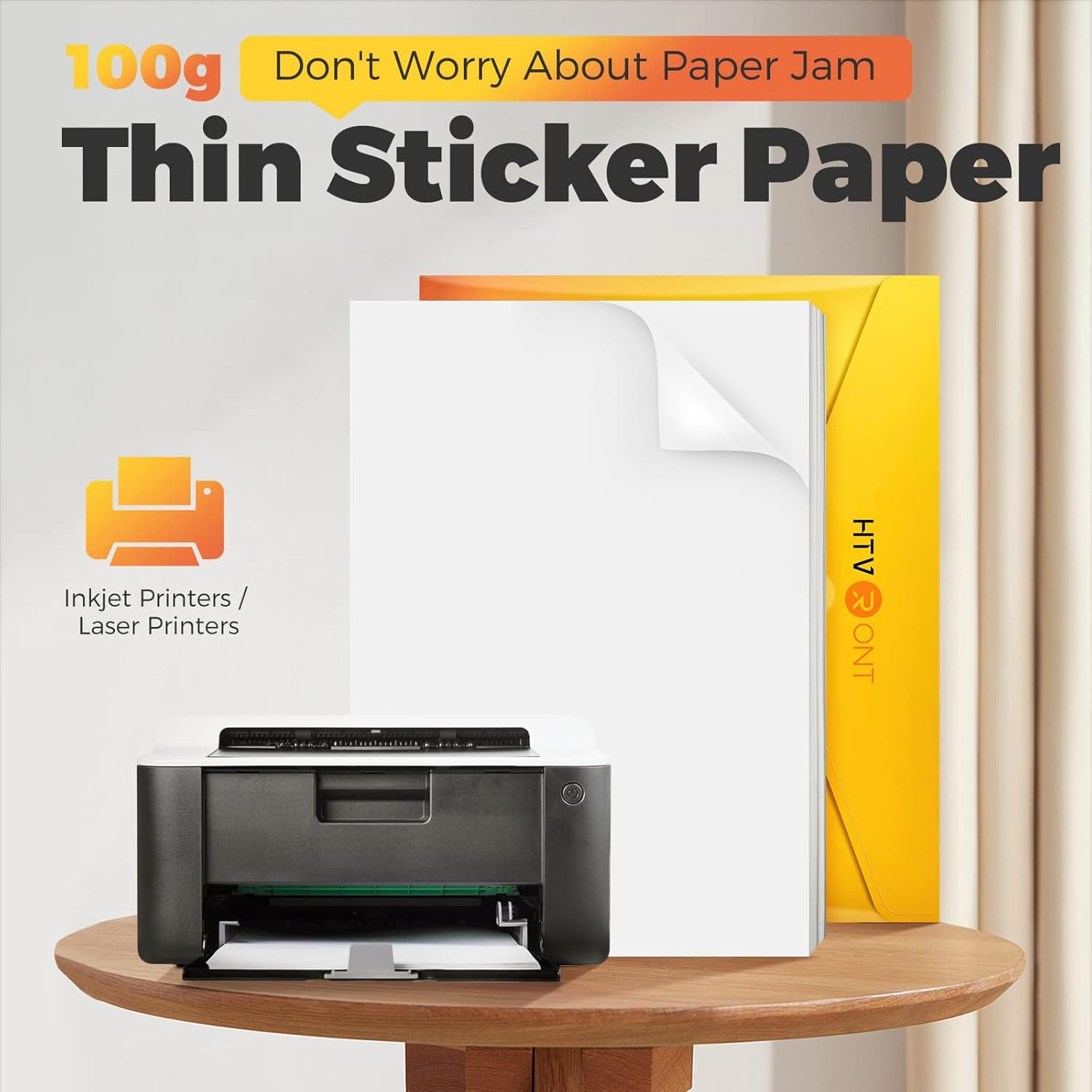 Detalle de HTVRONT Printable Vinyl Sticker Paper, 8.5" x 11", 100 Sheets, Matte White