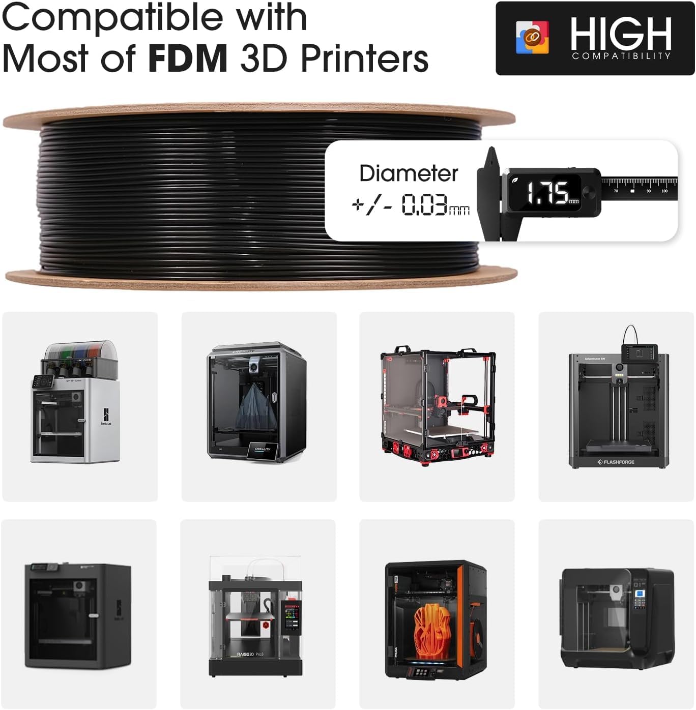 Thumbnail 4 de eSUN PLA+ Filament 1.75mm, 10kg Enhanced Toughness – Cold White