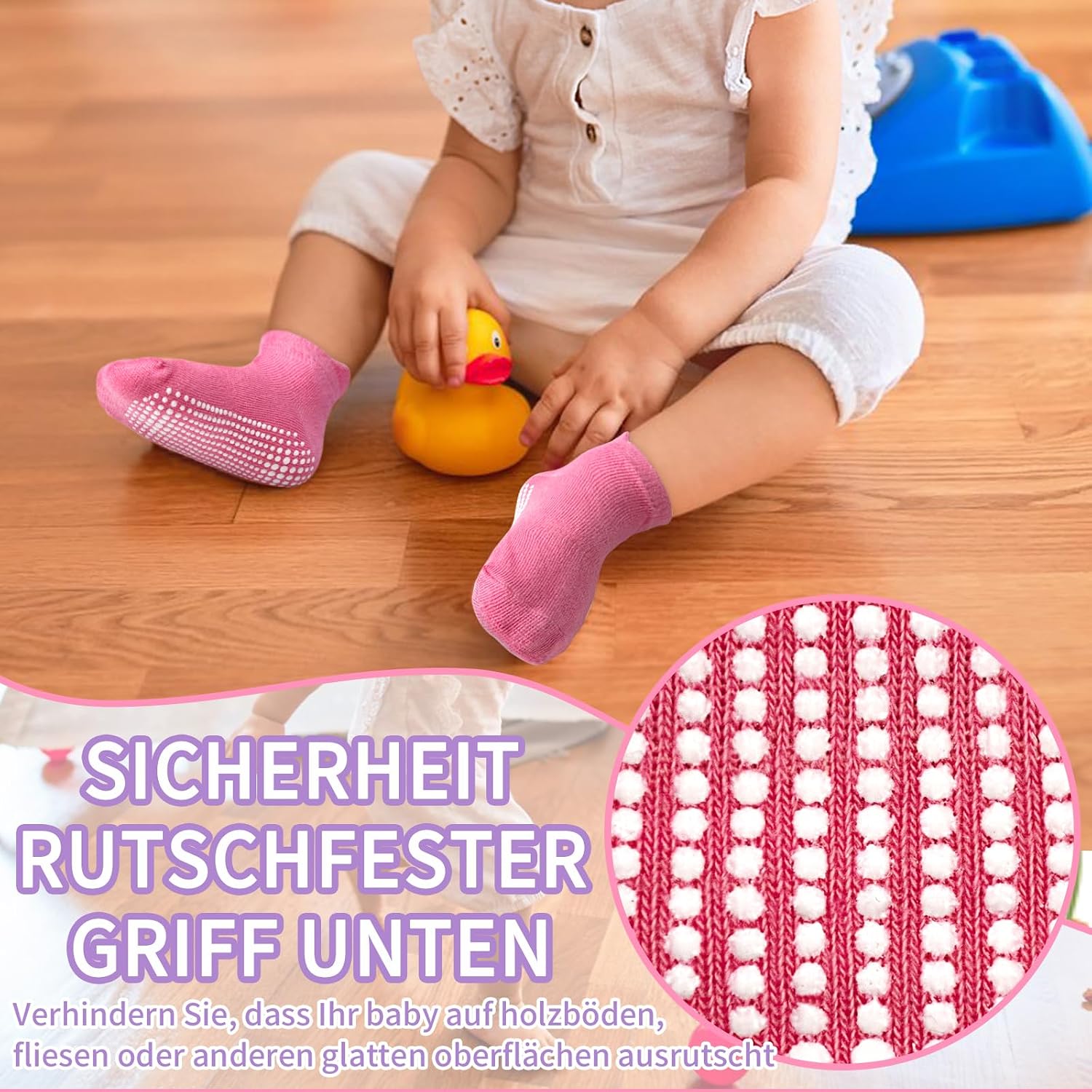 Detalle 2 de ELUTONG Kinder Antirutsch Knöchel Socken, 12 Paar – Baumwolle Stoppersocken mit rutschfester Griffigkeit für Jungen und Mädchen (6 Monate–7 Jahre)