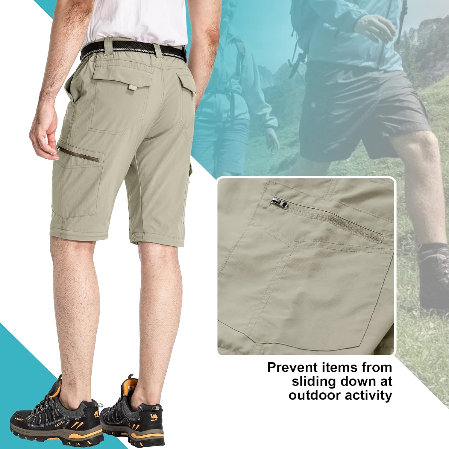 Detalle de mosingle Men’s Walking Hiking Trousers (Safari Zip-Off Lightweight Quick Dry)