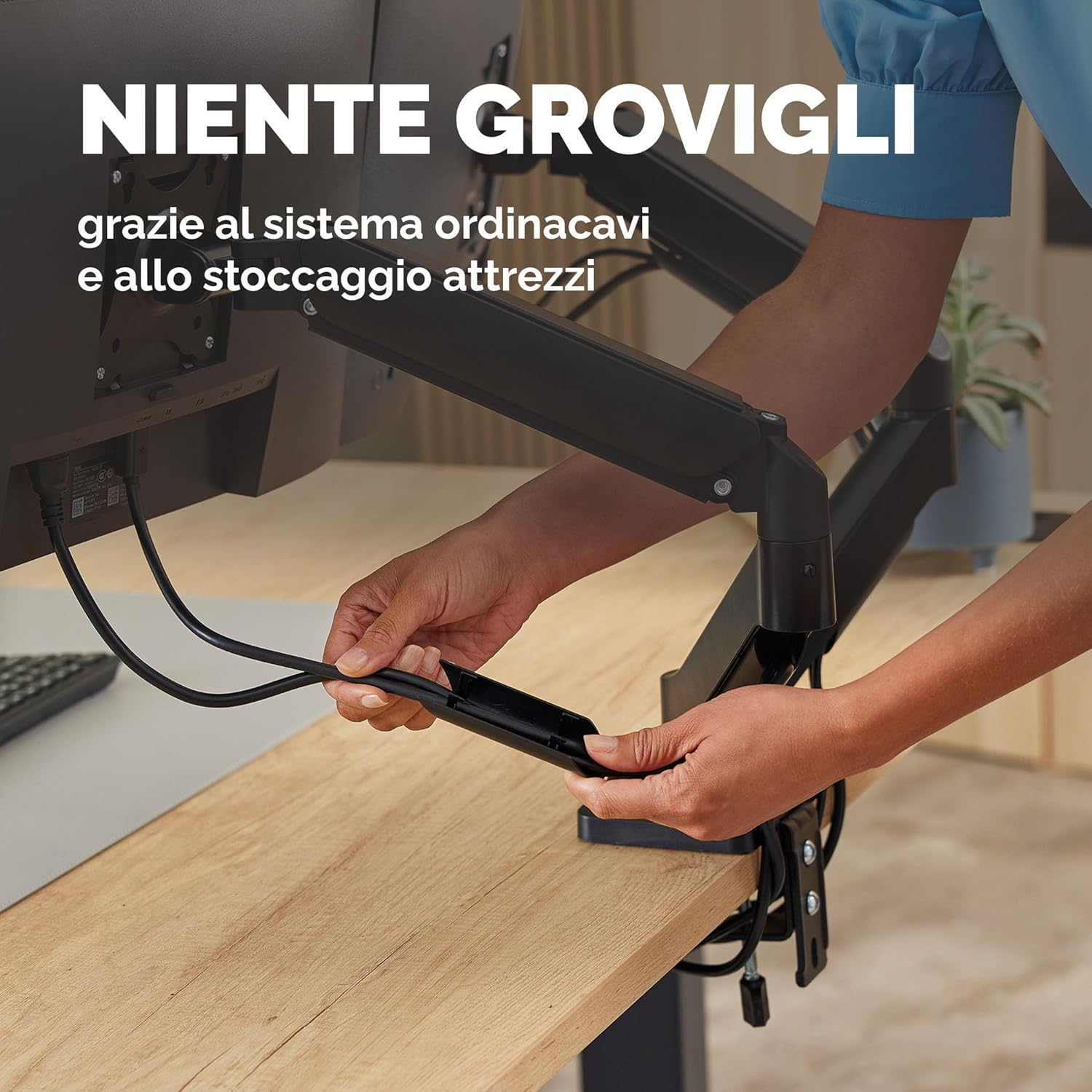 Thumbnail 6 de Fellowes Braccio Monitor Doppio Everyday Plus: supporta due schermi 17"–32" con regolazione completa