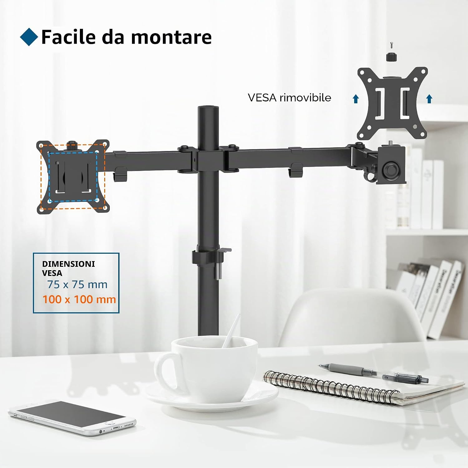 Detalle de BONTEC supporto doppio monitor VESA 75x75