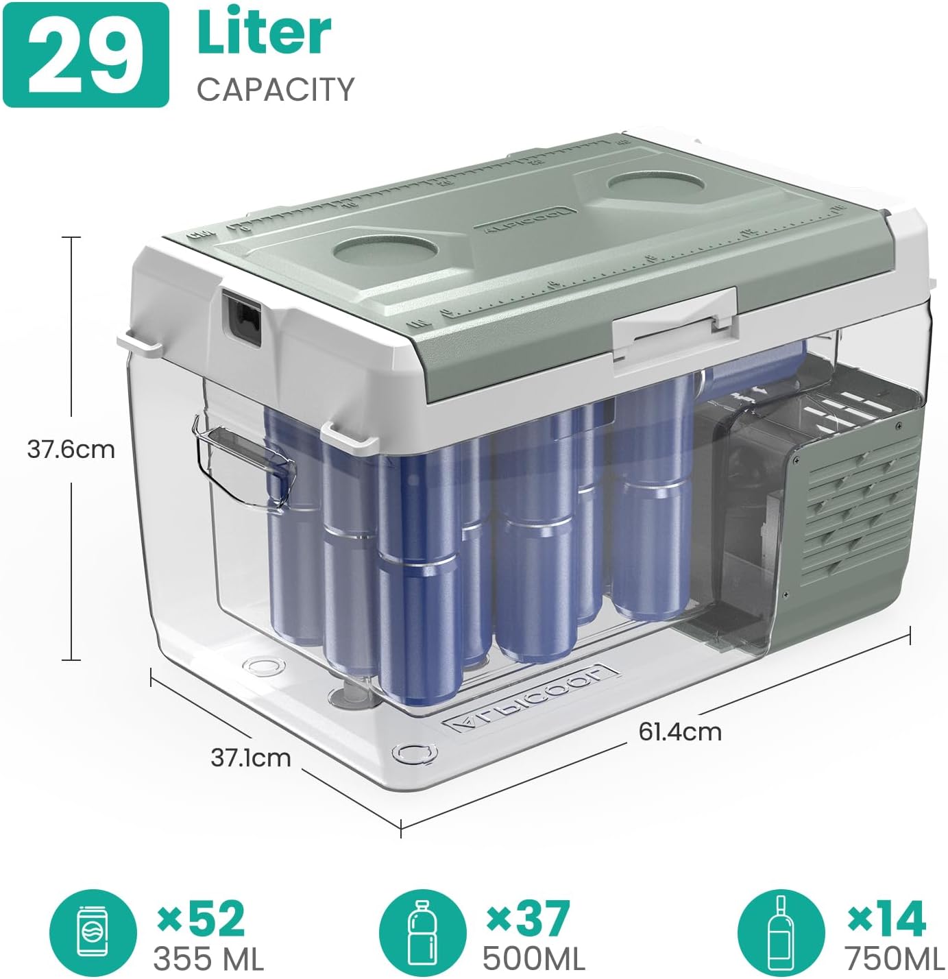Detalle de Alpicool GC30 29L Portable Compressor Car Refrigerator: A Practical 12V/240V Camping Fridge