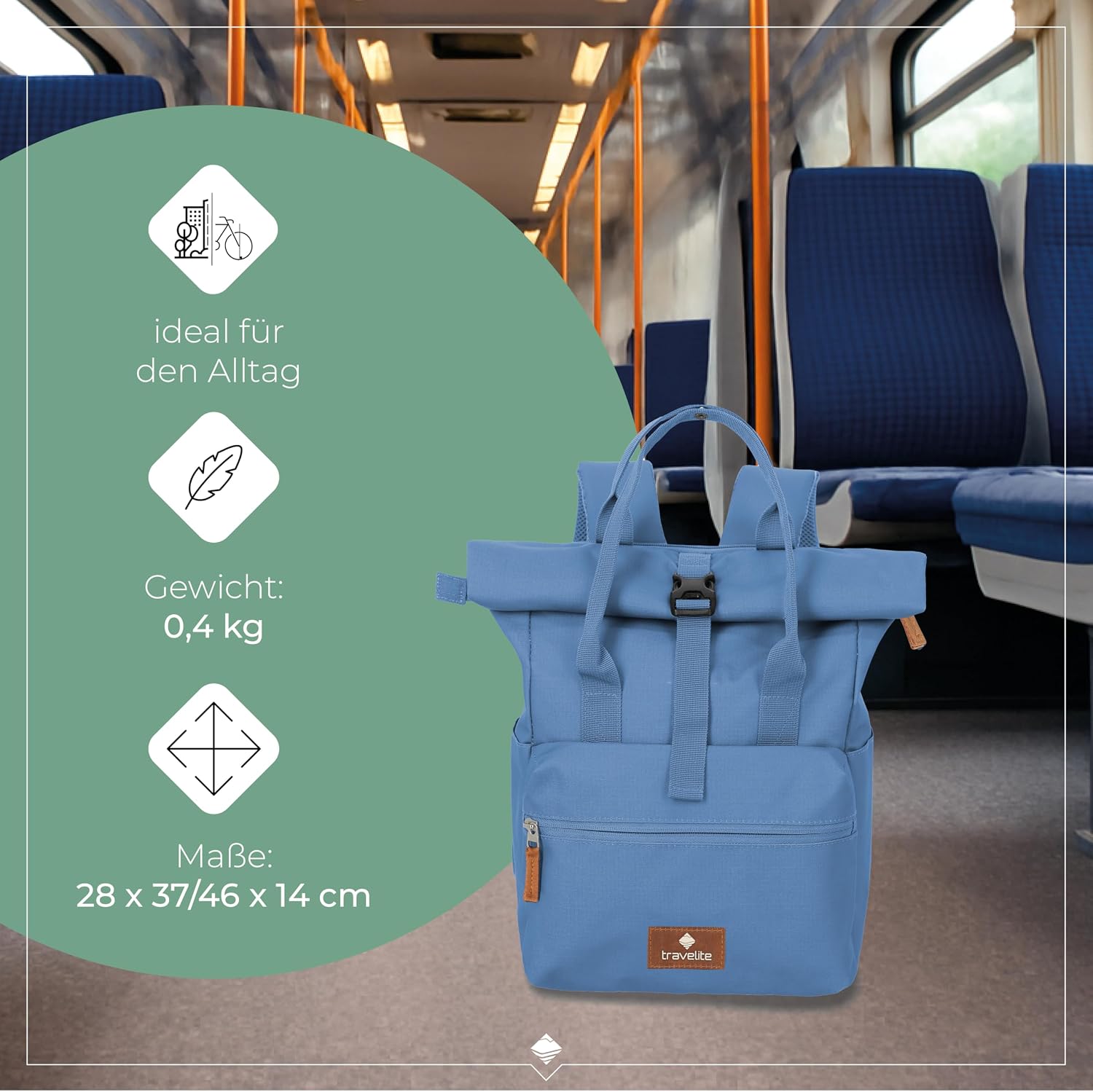 Thumbnail 3 de Travelite Handgepäck Rucksack – Laptop-Rucksack 14 Zoll, Rolltop Basics