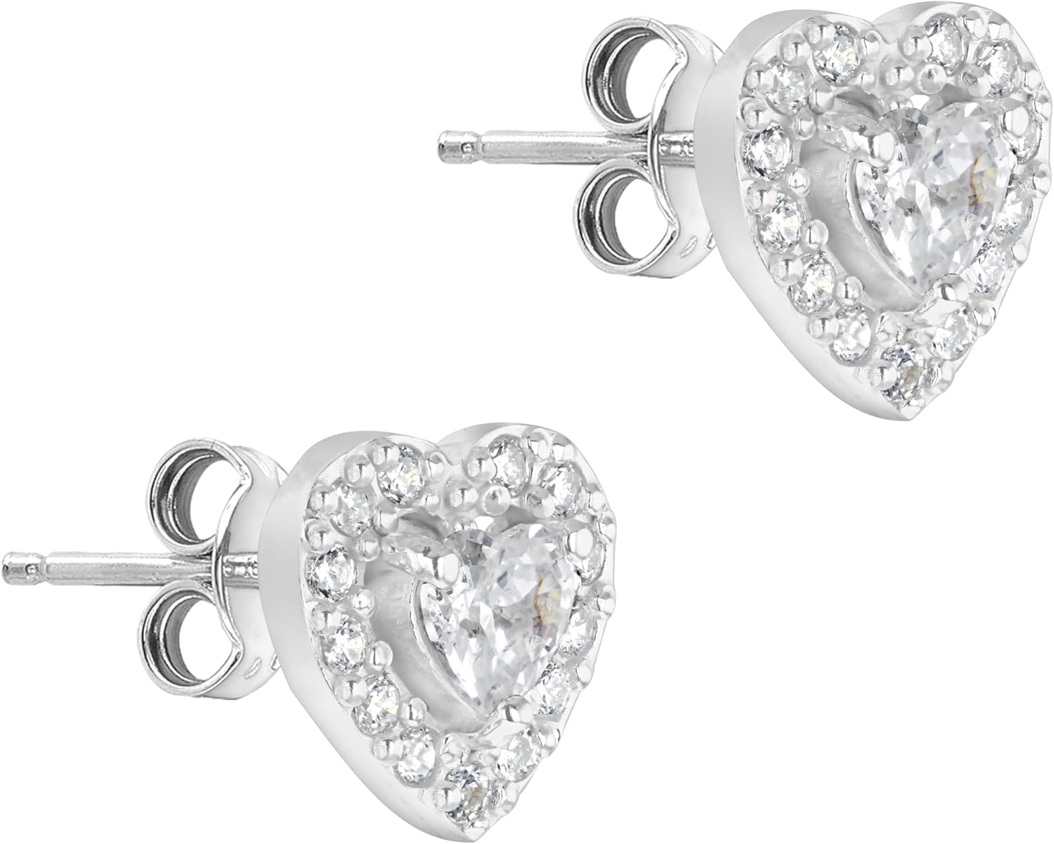 Thumbnail 4 de Amazon Essentials boucles d’oreilles clous en argent sterling à cœur pavé