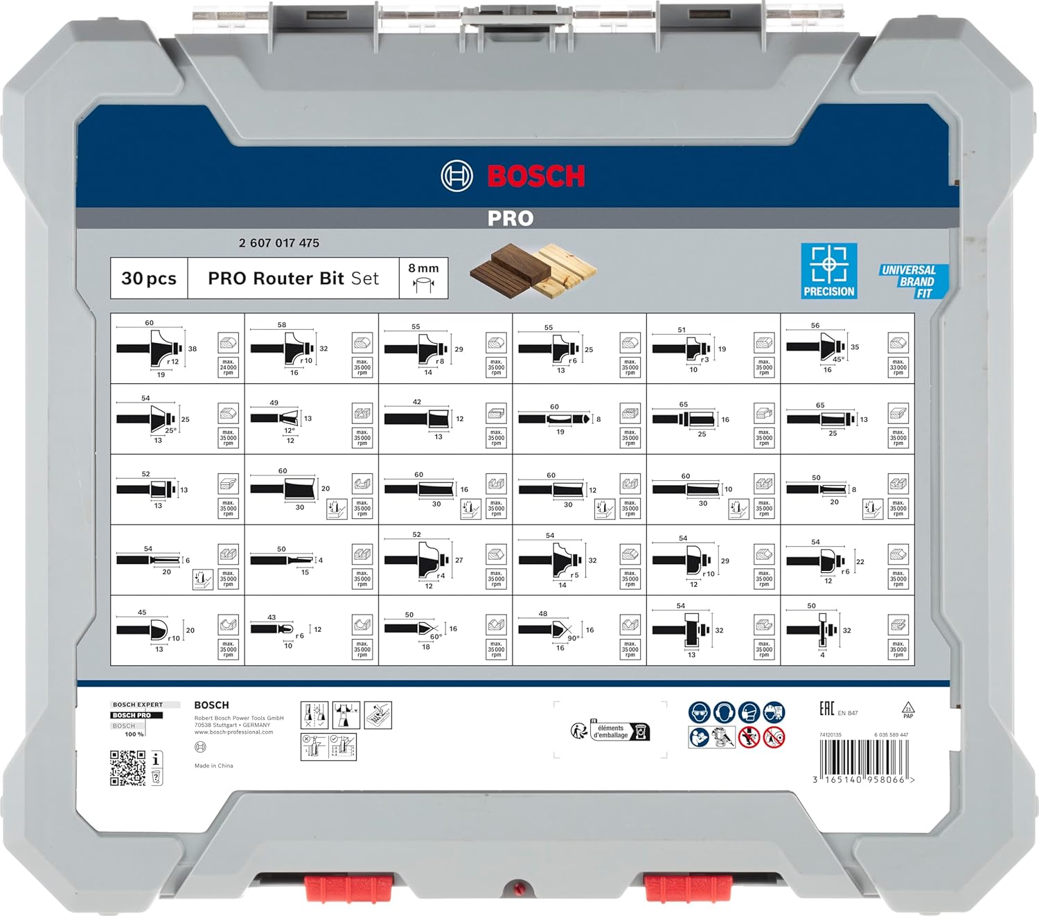 Thumbnail 3 de Bosch 30x PRO Fräser-Set gemischt (30-tlg.) für Weich- und Hartholz, Ø 4–32 mm