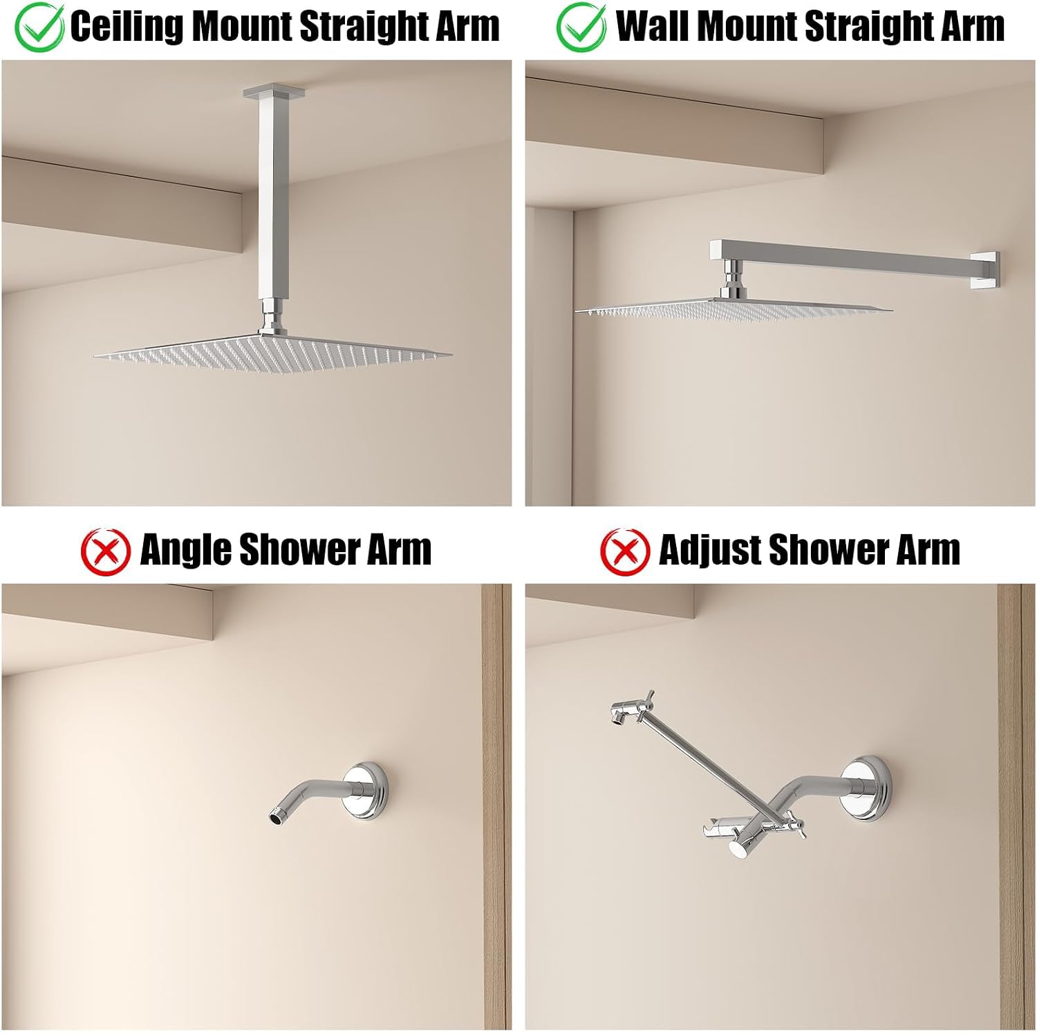Detalle de BESy 12 inch square rain shower head in polished chrome (G1/2”)