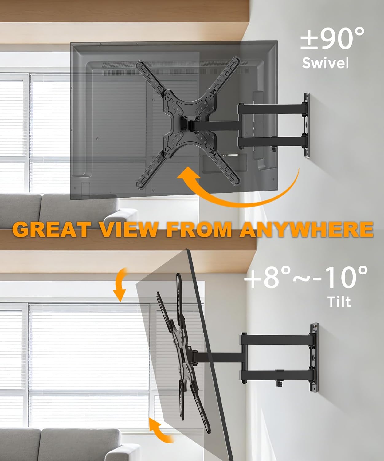 Detalle de Digank TV Wall Bracket for 26–55 inch TVs: Corner Mount with Tilt, Swivel and 400x400 Max VESA