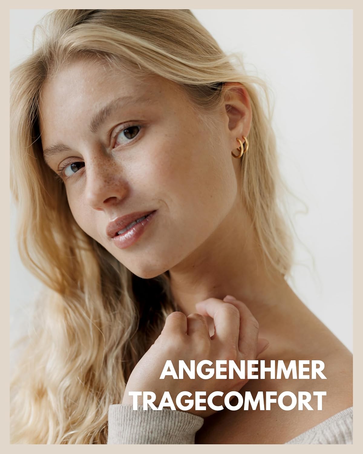 Detalle 2 de Creolen Edelstahl Damen – 3 Paar kleine Kreolen 12/14/16 mm | Chirurgenstahl 18K Gold, Roségold oder Silber