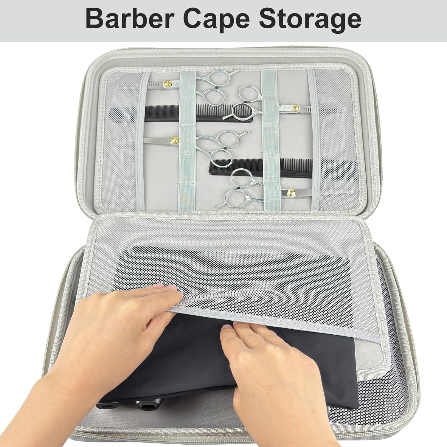Detalle de Neehows hard travel barber case for hair clippers with adjustable shoulder strap (Grey)