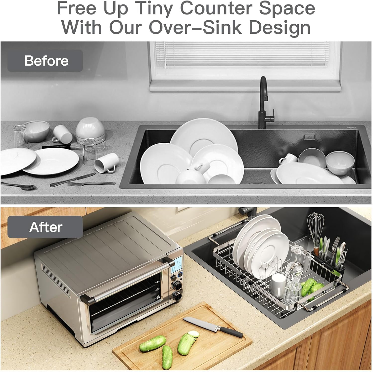 Detalle 2 de Expandable Over Sink Dish Drainer Rack 🍽