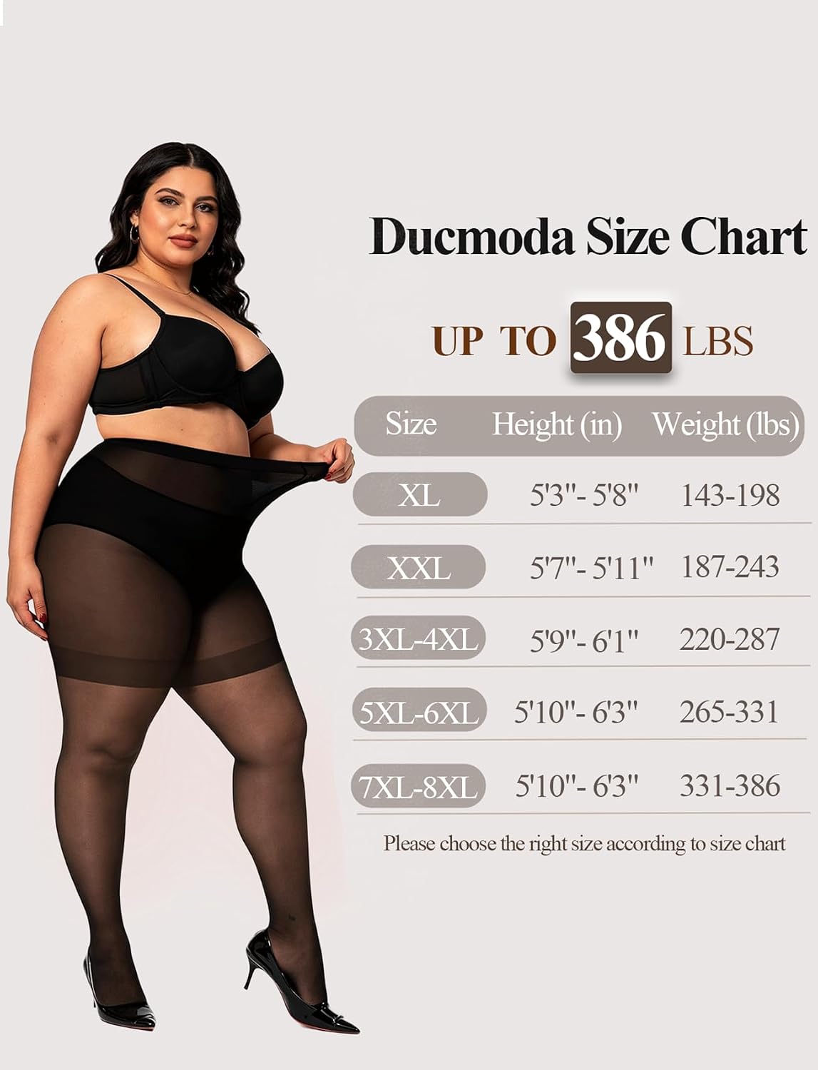 Detalle 1 de DUCMODA Maatje Meer Curvy panty voor dames, 20D transparant, XL-8XL