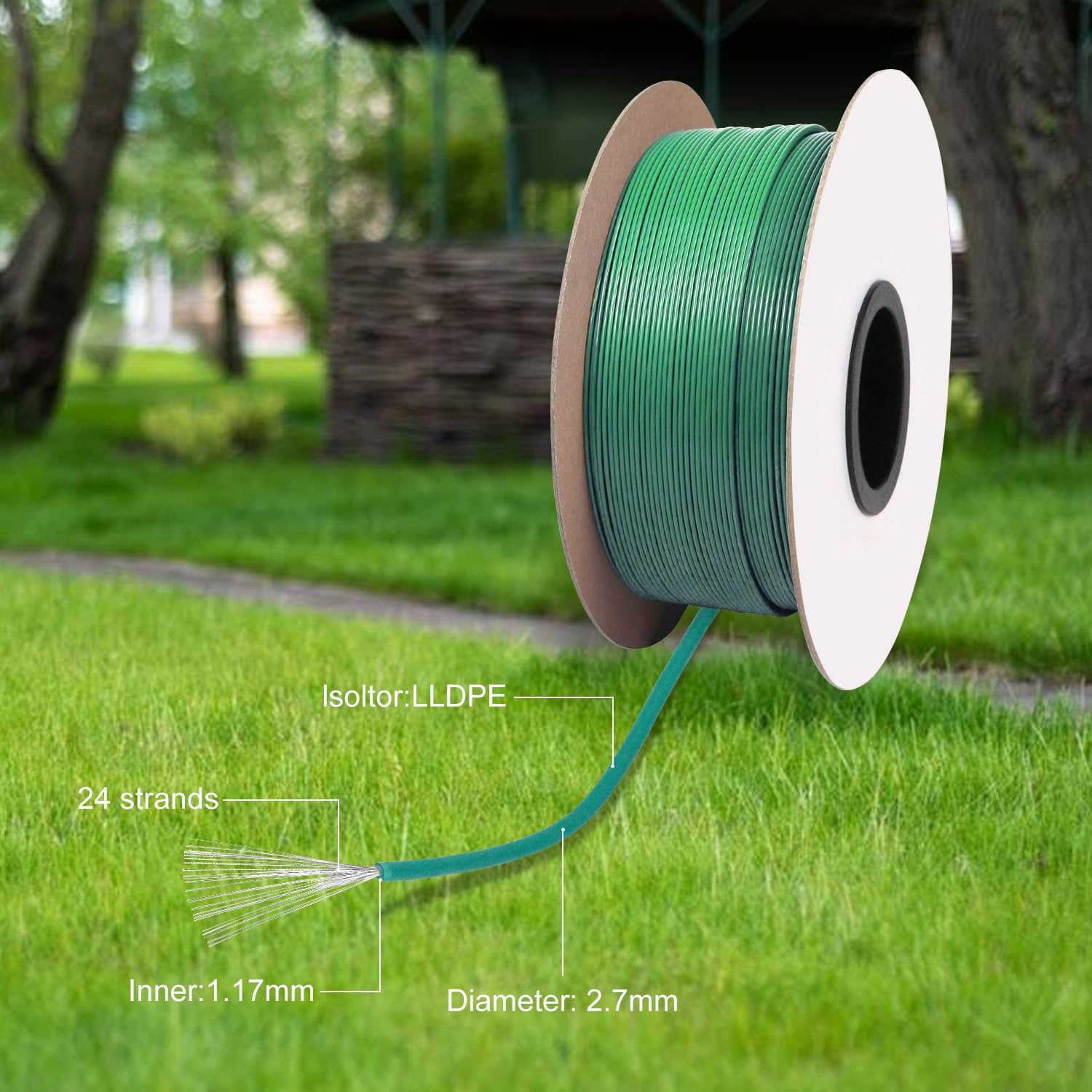 Detalle de 100m Boundary Cable Wire for Robotic Lawn Mower with Pegs & Connectors — Compatible with Bosch, Gardena, Husqvarna and more