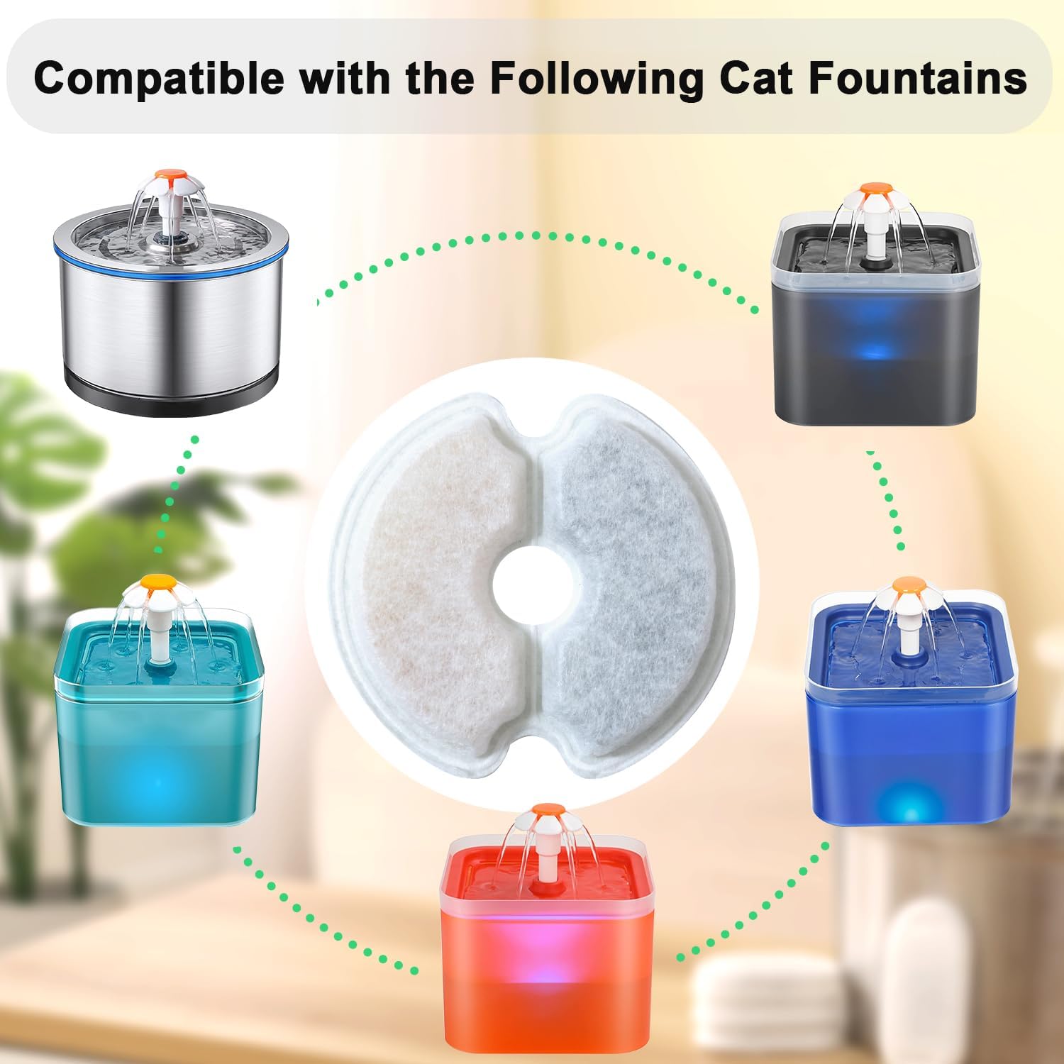 Detalle 2 de Zemiu Filtro fuente agua para gatos 8 unidades