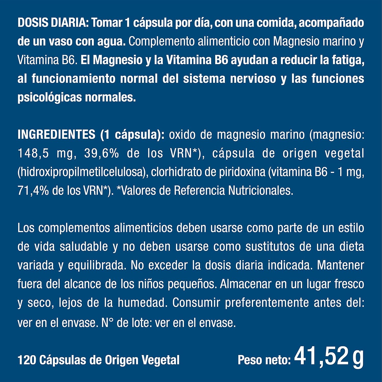Thumbnail 5 de Magnesio Marino con Vitamina B6 120 cápsulas