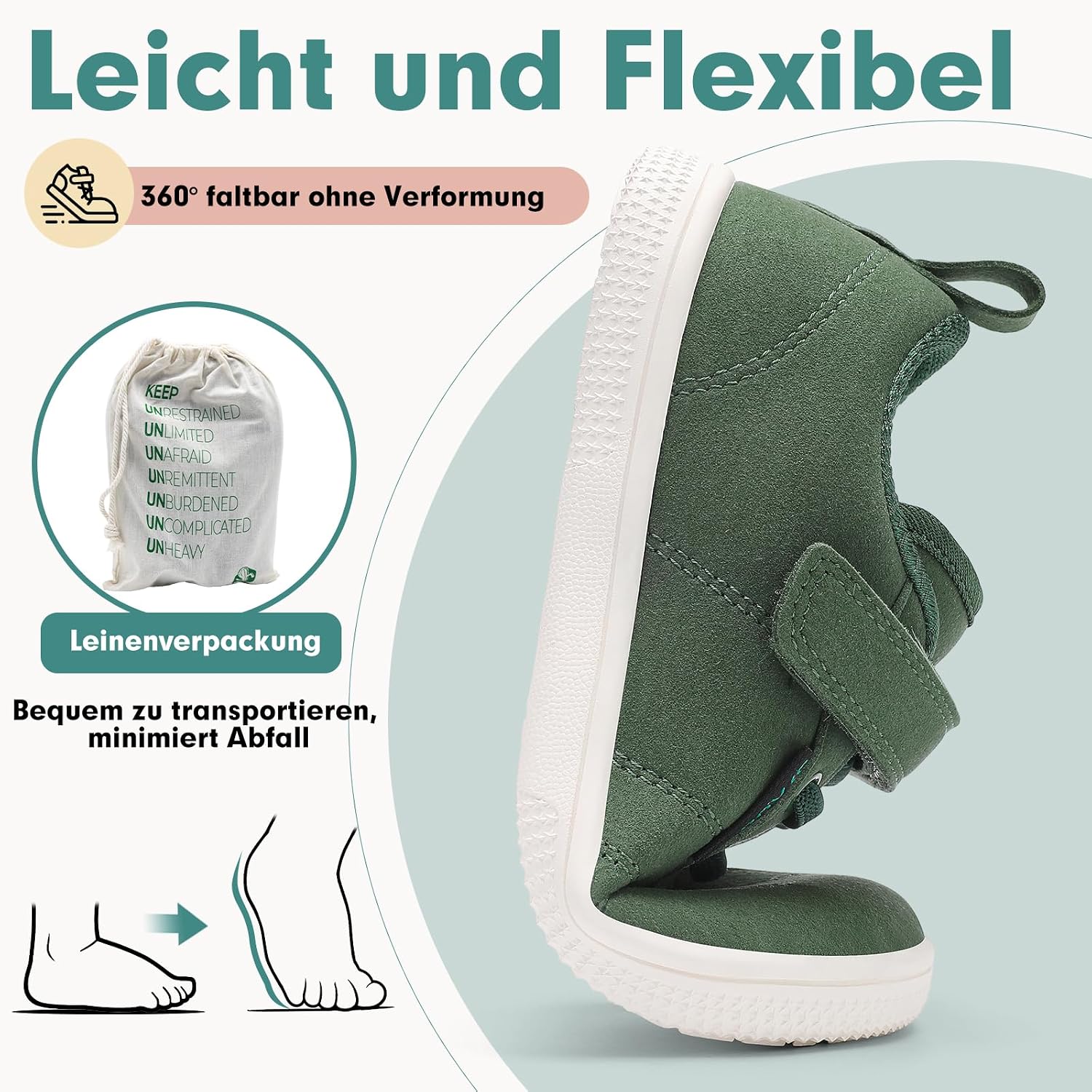 Thumbnail 6 de SAGUARO Barfußschuhe Kinder – Outdoor Sneaker mit breiter Zehenbox, Klettverschluss und Zero-Drop Sohle (Gr. 25–35)