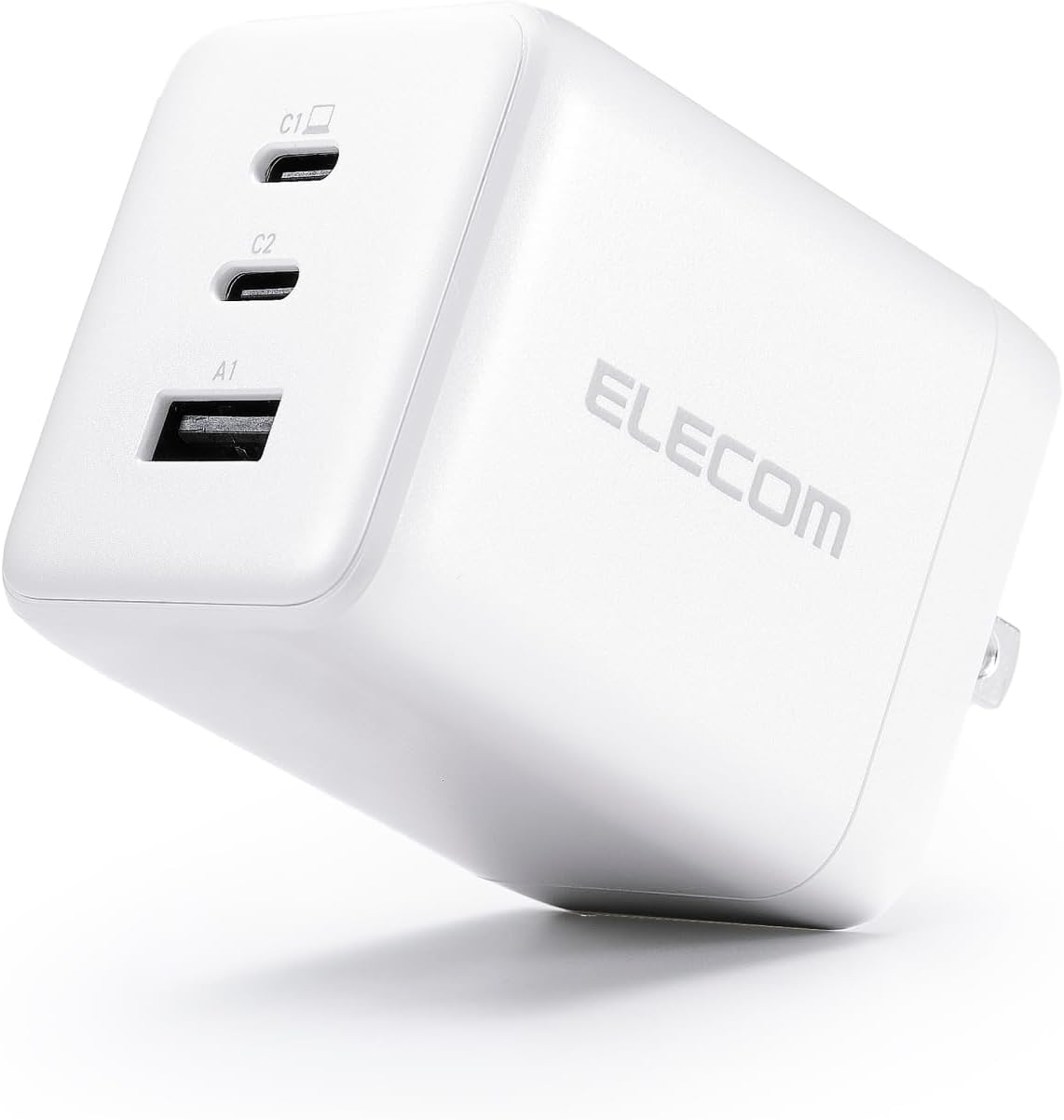 Detalle de エレコム EC-AC104100WH 100W 3ポートUSB充電器 GaN II・PD/PPS対応、折りたたみ式プラグ