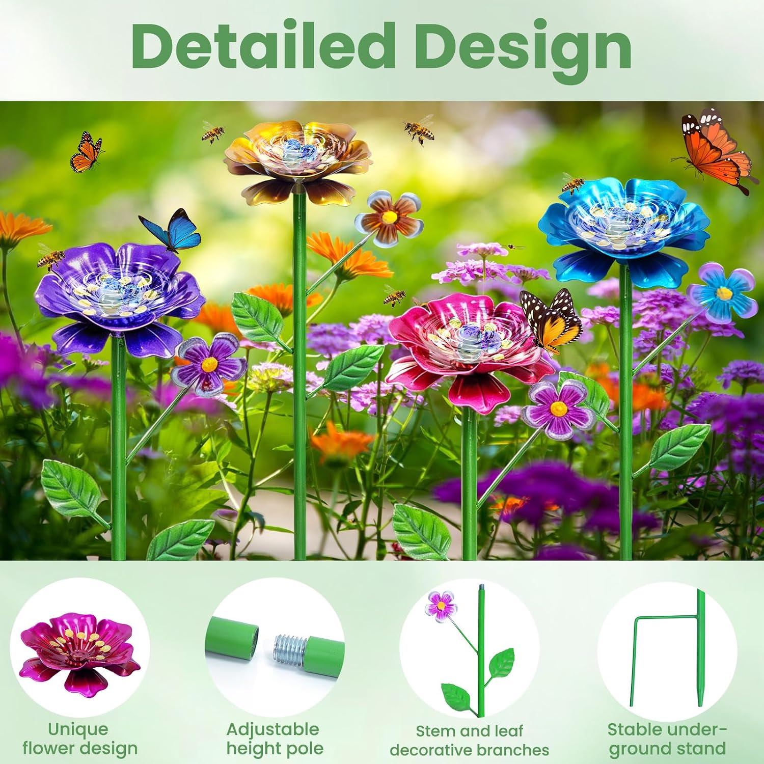 Thumbnail 3 de Bee Watering Station with 4 Colourful Cups and Flower Core for Garden Pollinators