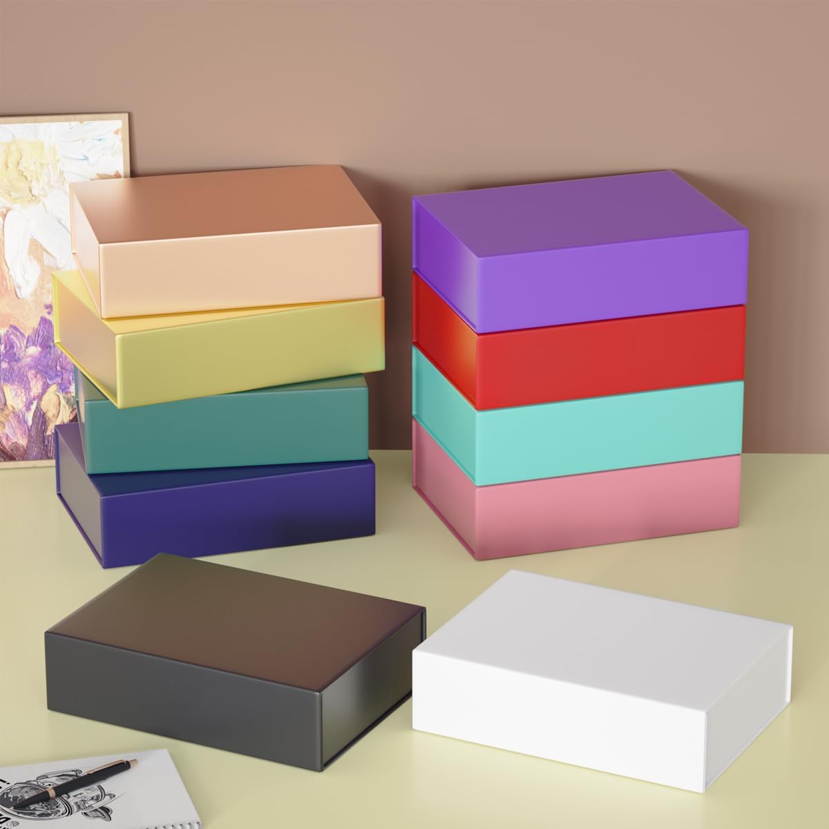 Detalle 2 de ROSTELACK White Magnetic Gift Boxes, 5-Pack, 11.9" x 8.5" x 3.3