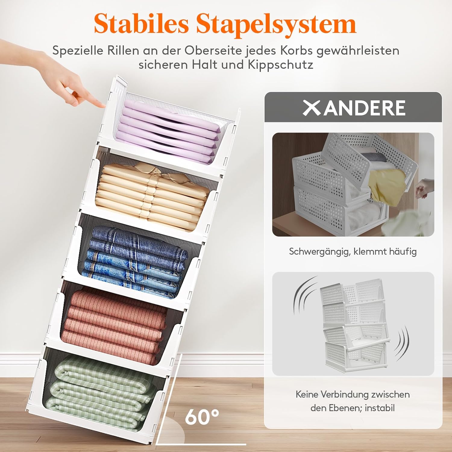 Thumbnail 2 de Lifewit 8er-Set stapelbarer Kleiderschrank-Organizer (ausziehbar) – 32 cm