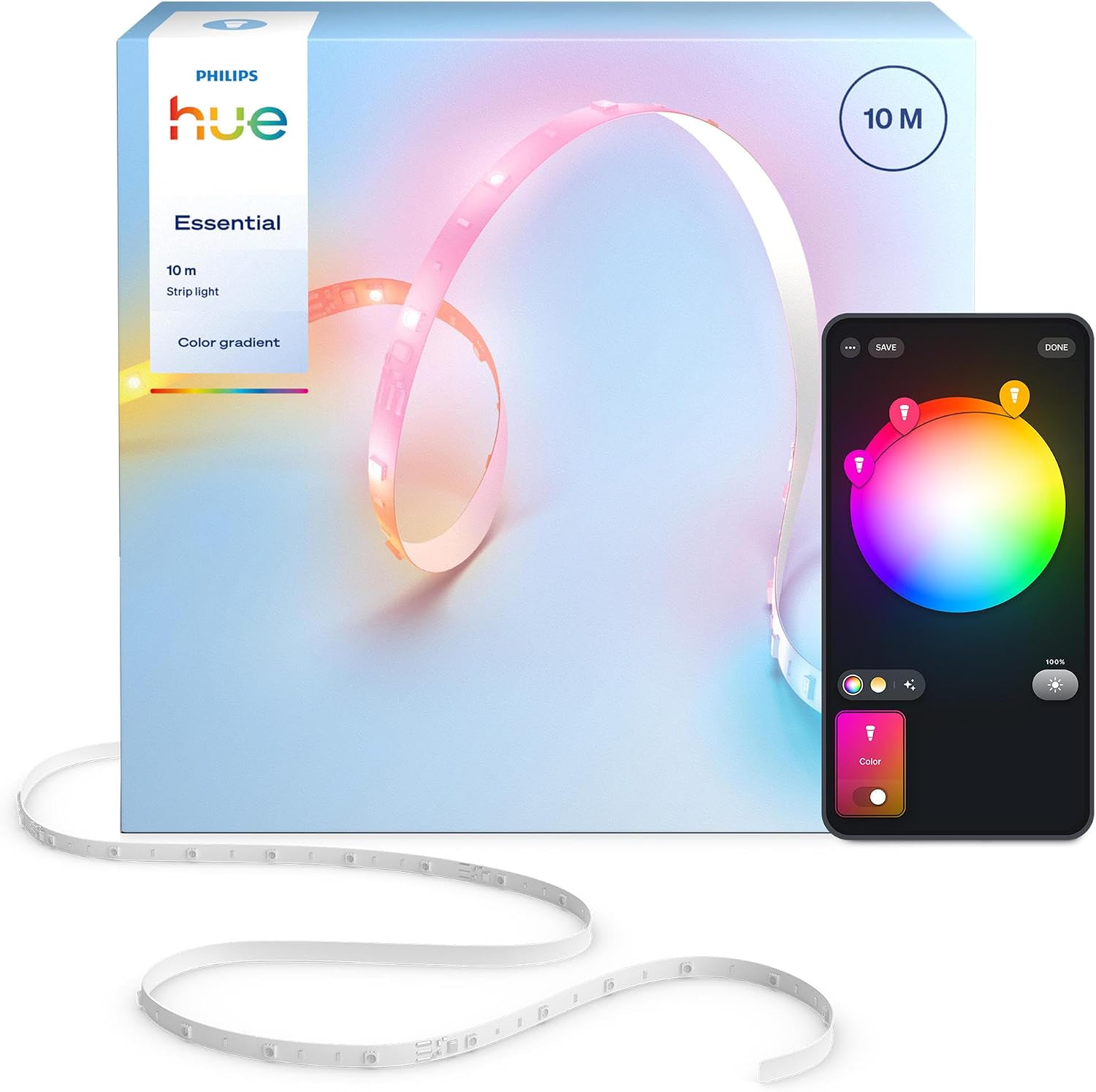 Detalle de Philips Hue Essential 929004295001 RGBIC-ledstrip van 10 m voor binnen