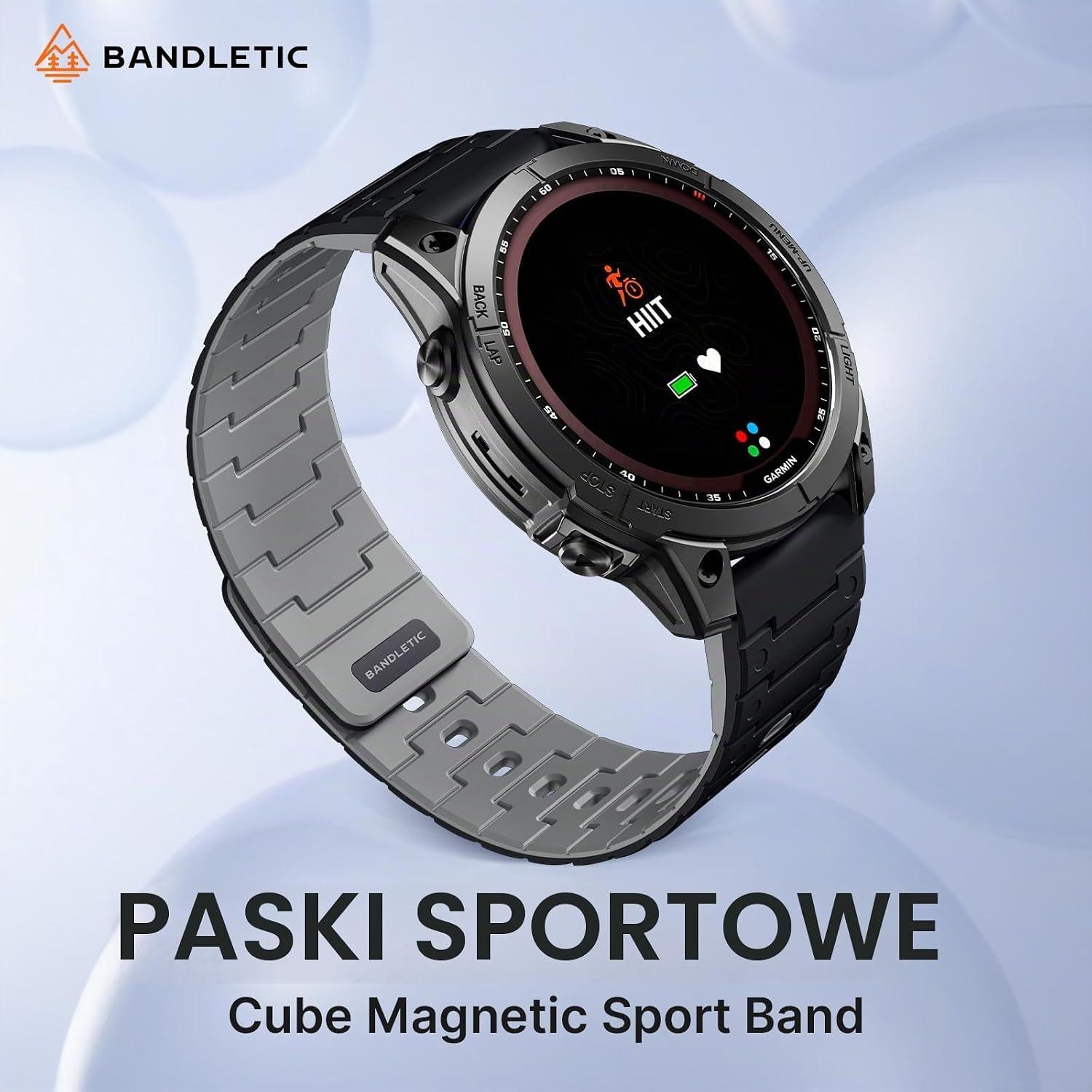 Detalle 2 de Bandletic magnetyczny pasek 26 mm z silikonu do zegarków Garmin