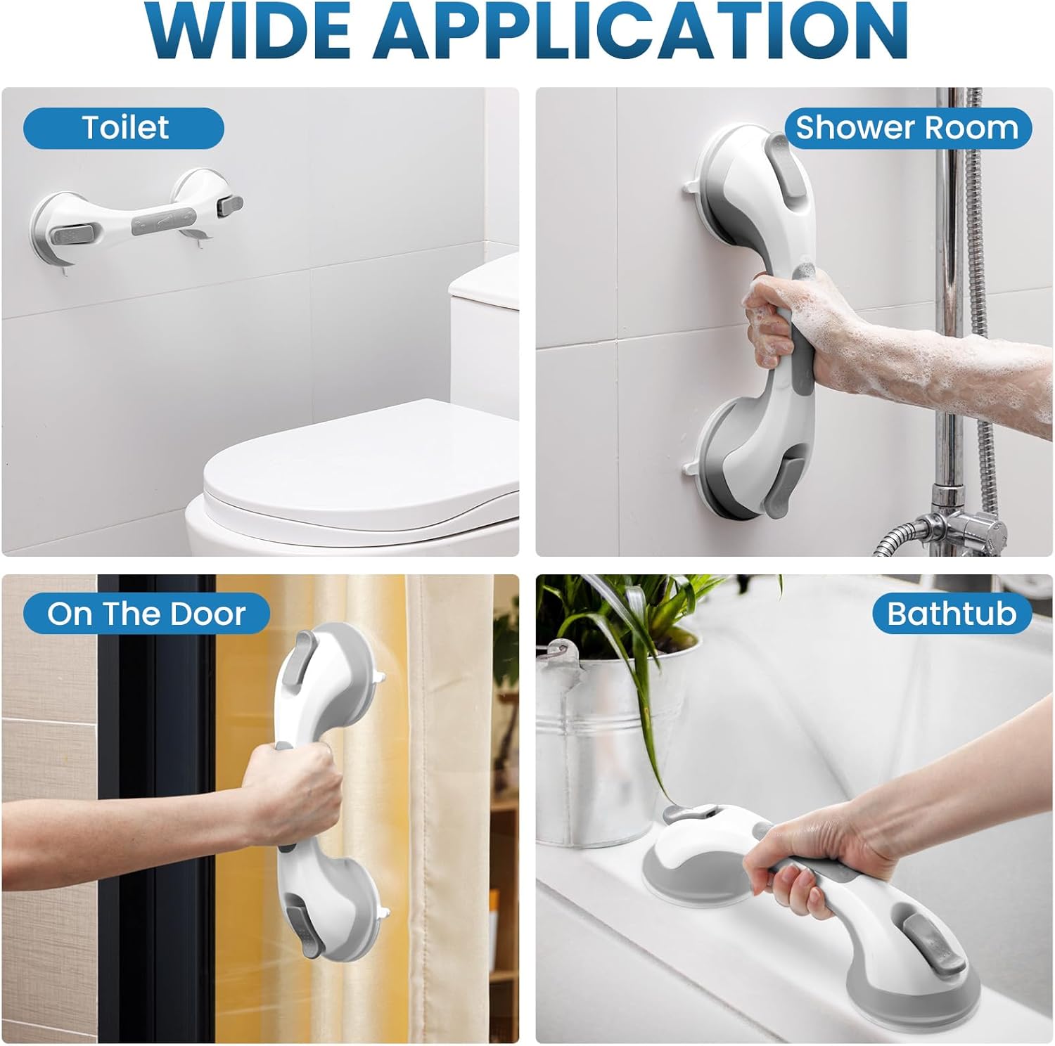 Thumbnail 6 de LEVERLOC Grab Bars for Bathtubs and Showers (2-Pack) Suction Safety Handles, 12 Inch