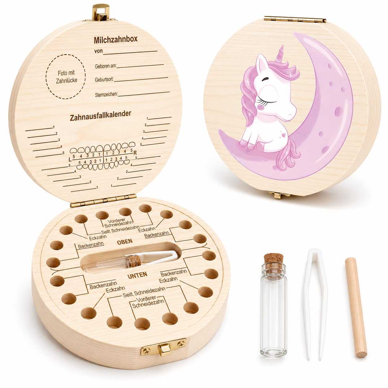 Thumbnail 6 de Zahnbox Holz „Milchzähne Box“ – Aufbewahrungsbox für Baby-Zähne (Milchzahndose, quadratisch)