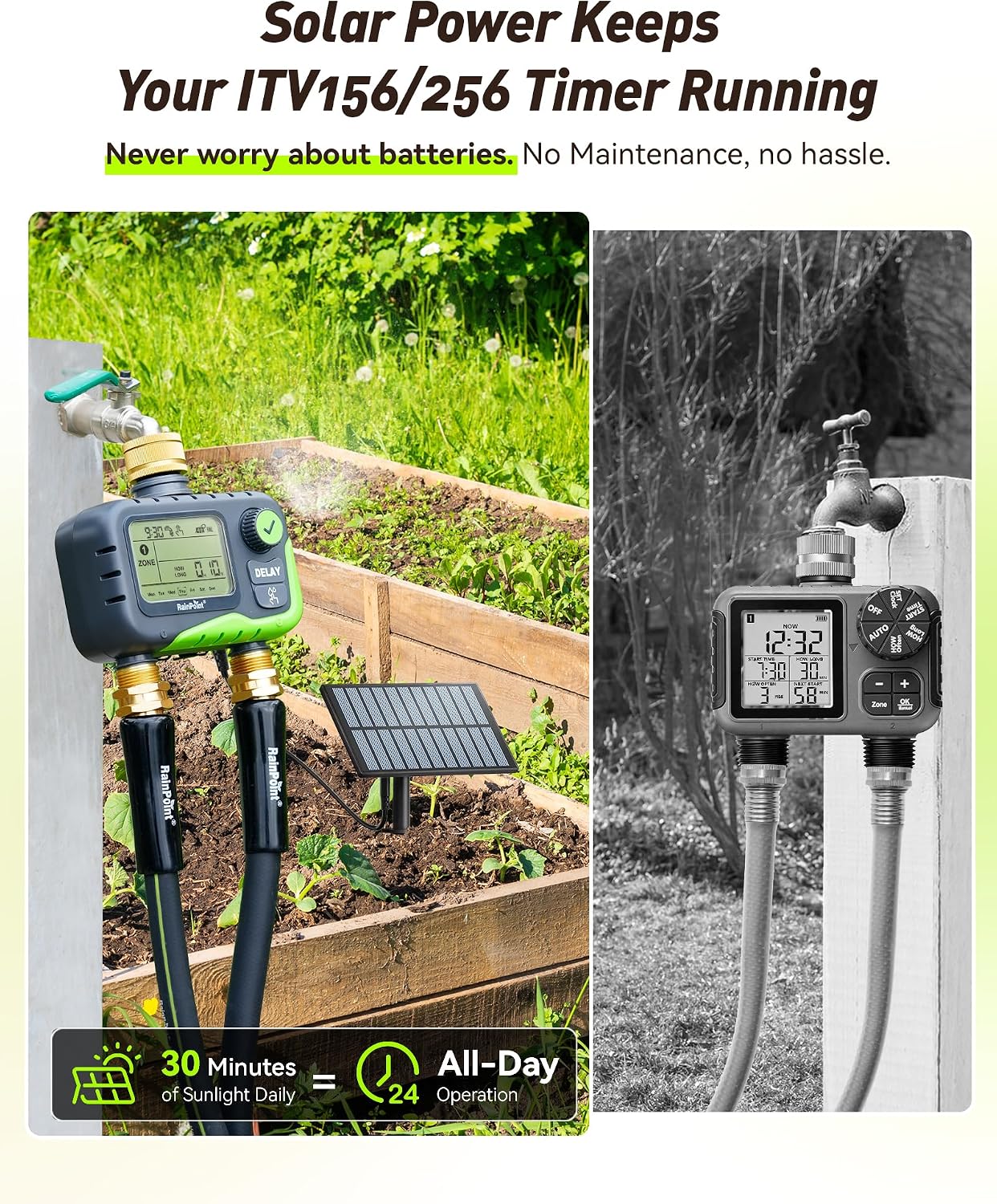 Thumbnail 3 de RAINPOINT 2-Zone Water Timer Kit with Solar Panel: A practical, self-sufficient irrigation solution