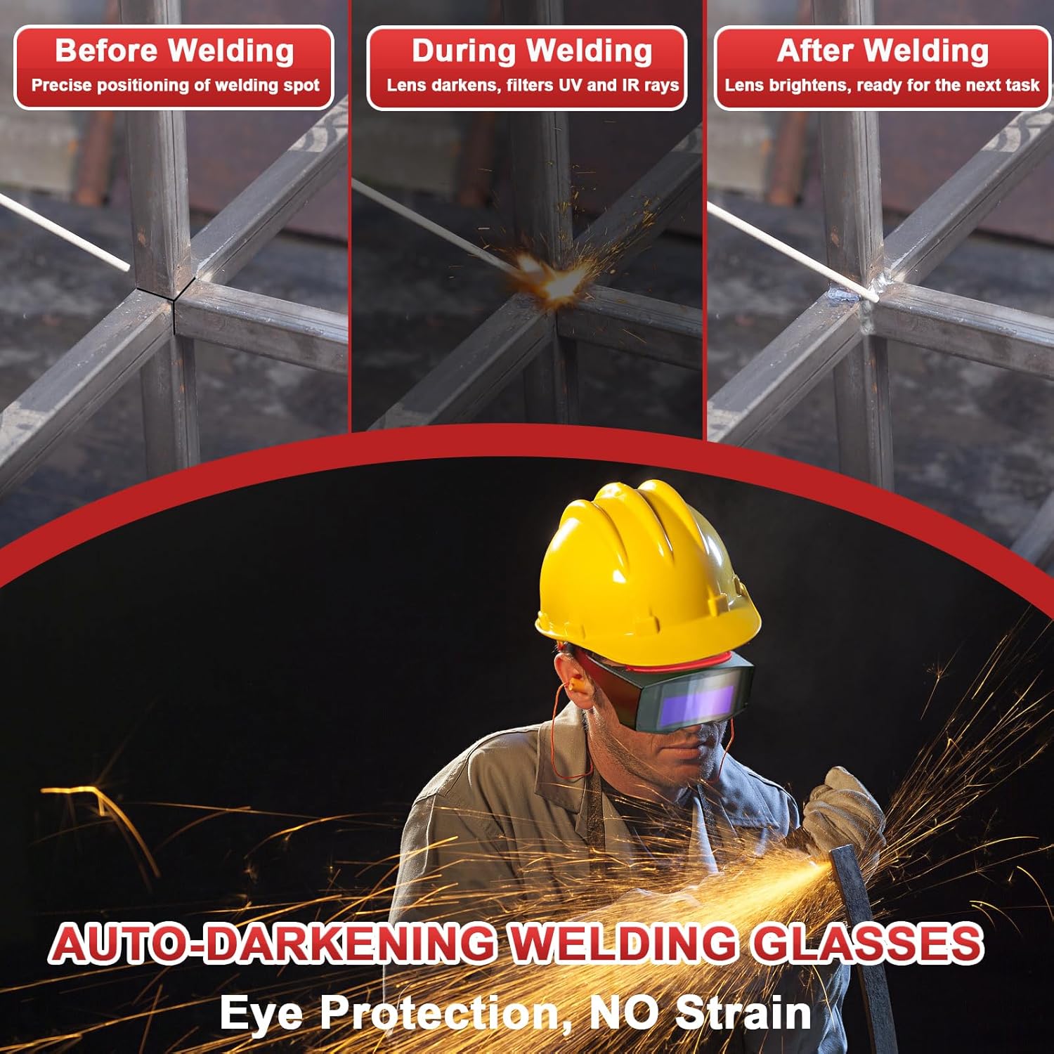 Thumbnail 2 de XR MARKET 160Amp 3-In-1 Welder (Flux Core / Lift TIG / Stick) with Auto-Darkening Welding Goggles