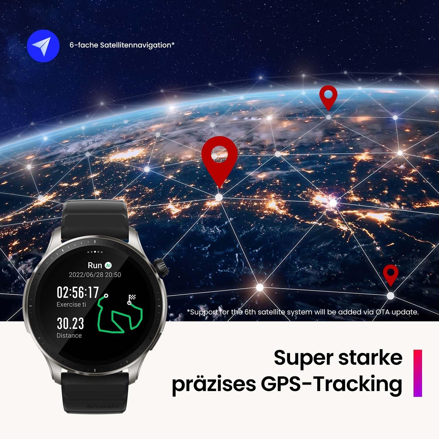 Detalle de Amazfit GTR 4 Smartwatch mit Bluetooth-Telefonie, Musikspeicher und 1,43'' AMOLED-Display