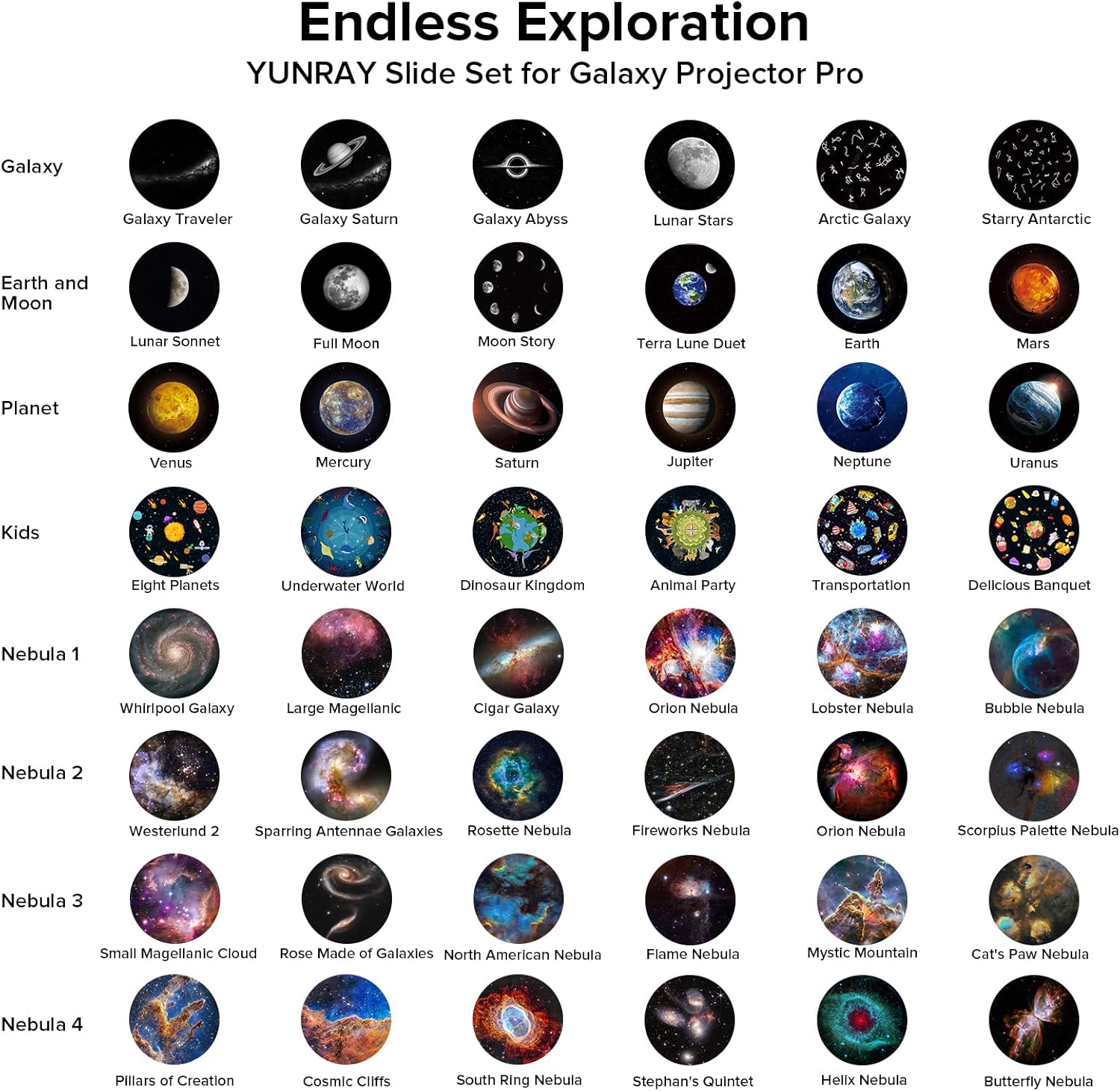 Thumbnail 5 de YUNRAY Galaxy Projector Disc – Ultra HD Projektion Set mit 6 Scheiben (kompatibel mit Galaxy Projector Pro & SKE-TKQ01/BL-DQY02 Pro)